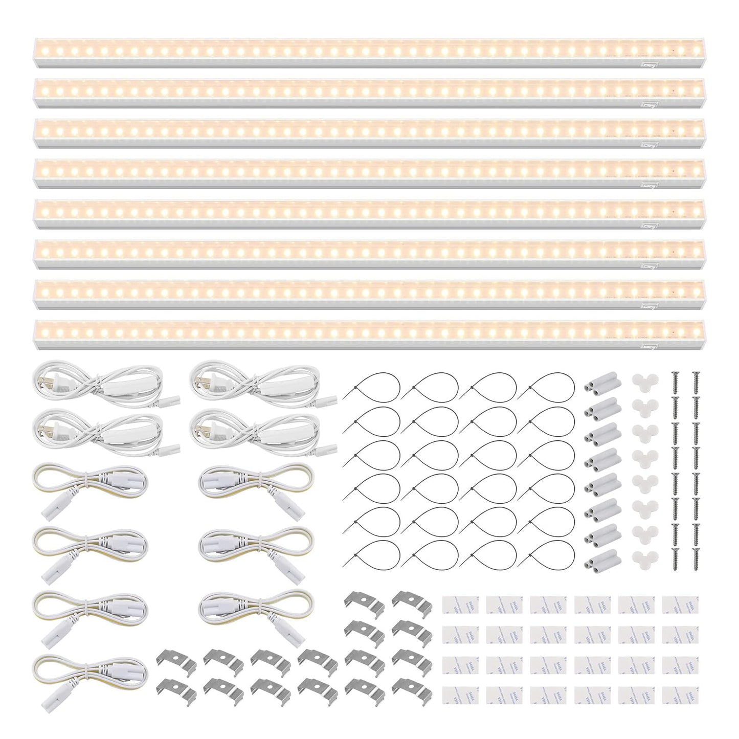 Barrina T5 Grow Lights for Indoor Plants Full Spectrum, 2ft 80W (8 x 10W, 500W Equivalent), LED Grow Light Strip for Greenhouse, Plant Grow Shelf, Easy Installation, Yellow, 8-Pack