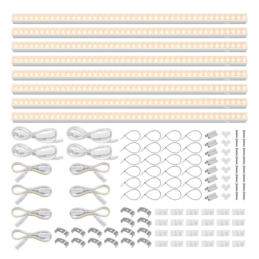 Barrina T5 Grow Lights for Indoor Plants Full Spectrum, 2ft 80W (8 x 10W, 500W Equivalent), LED Grow Light Strip for Greenhouse, Plant Grow Shelf, Easy Installation, Yellow, 8-Pack