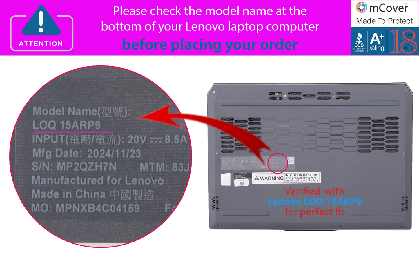 mCover Case ONLY Compatible for 2023-2025 15.6" Lenovo LOQ 15IAX9 15ARP9 15IRX9 15AHP9 15IRX10 15AHP10 Series Windows Computers (NOT for Other Lenovo Models)- Clear