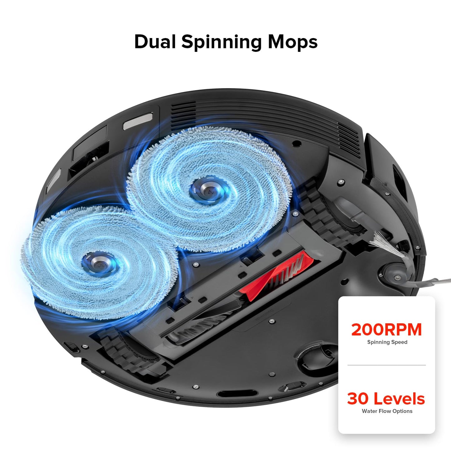 roborock Rotating Mop Cloth for Saros 10R & Saros Z70 Robot Vacuum Cleaner, 4PCS High-Absorbency Microfiber, 200 RPM Spinning Speed, 30 Water Flow Levels