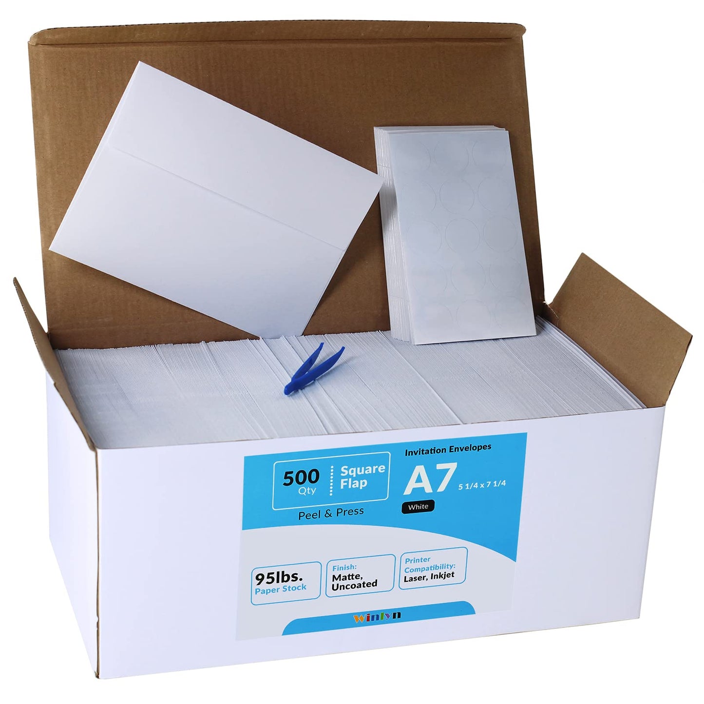 500 Pcs White A7 Invitation Envelopes 5 1/4 x 7 1/4 Square Flap Envelopes Self Seal 95lb for Wedding Shower Birthday Bussiness Graduation Mailing Invitation Announcement 5 x 7 Greeting Cards Photos