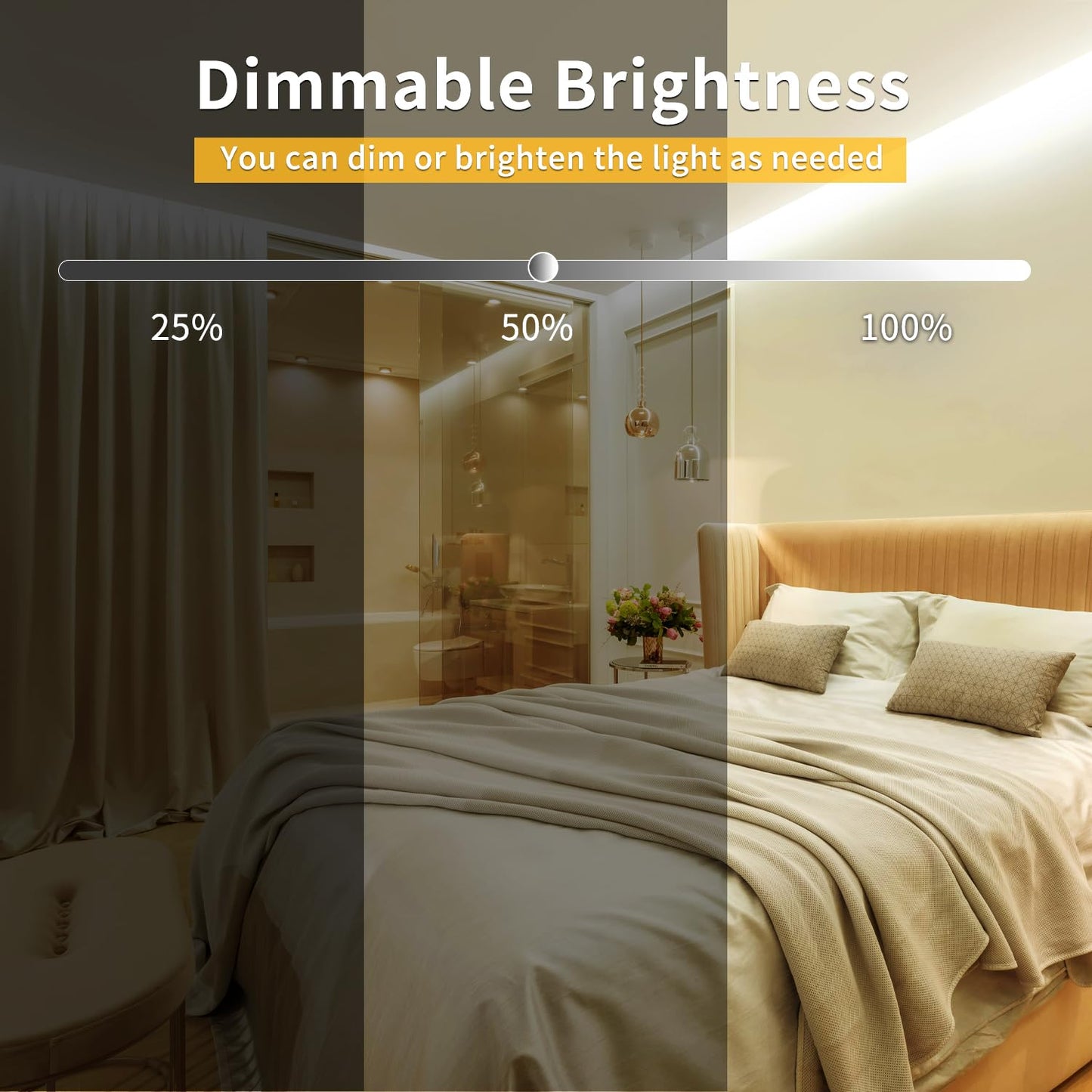 Yeewhale COB LED Strip Lights 65.6ft，3000K DC 24V Dimmable Warm White Flexible LED Tape Light for Bedroom, with Remote and App Control LED Tape Lights,for DIY Home Decoration