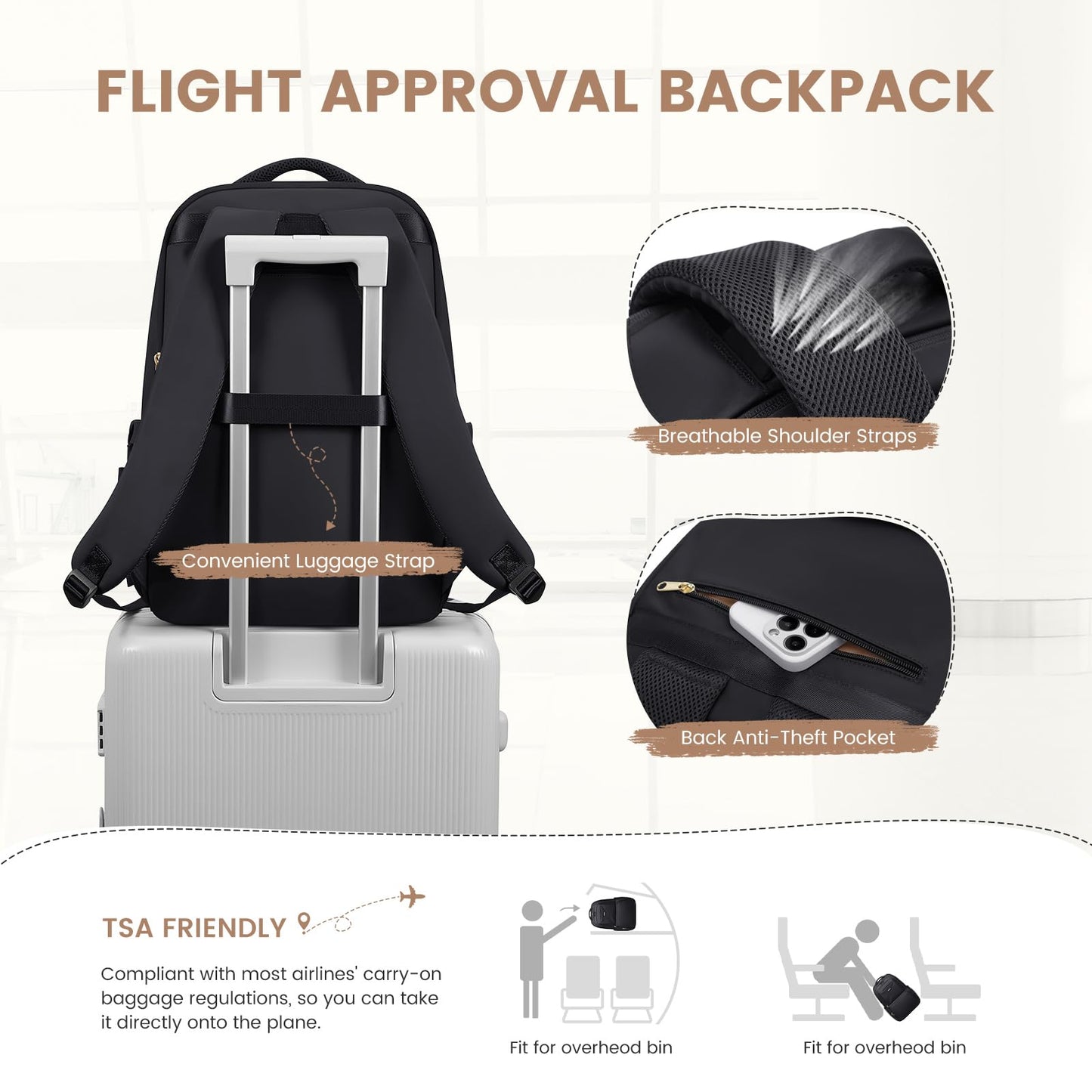 Lunch Backpack 16 Inch Laptop Backpack with Insulated Cooler Lunch Box Food Bag for College Work Camping Picnics (Black)