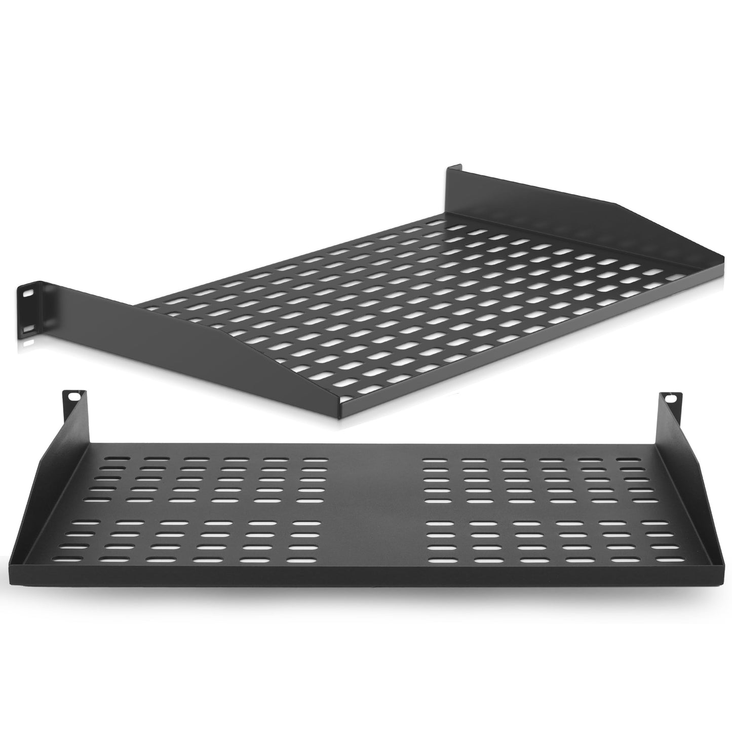 PYLE 1U 2 Pack Server Rack Shelf - 19-Inch Universal Device Server Rack Tray, Good Air Circulation, Cantilever, Wall Mount Rack, Computer Case Mounting - Weight Capacity 110lb/49kg