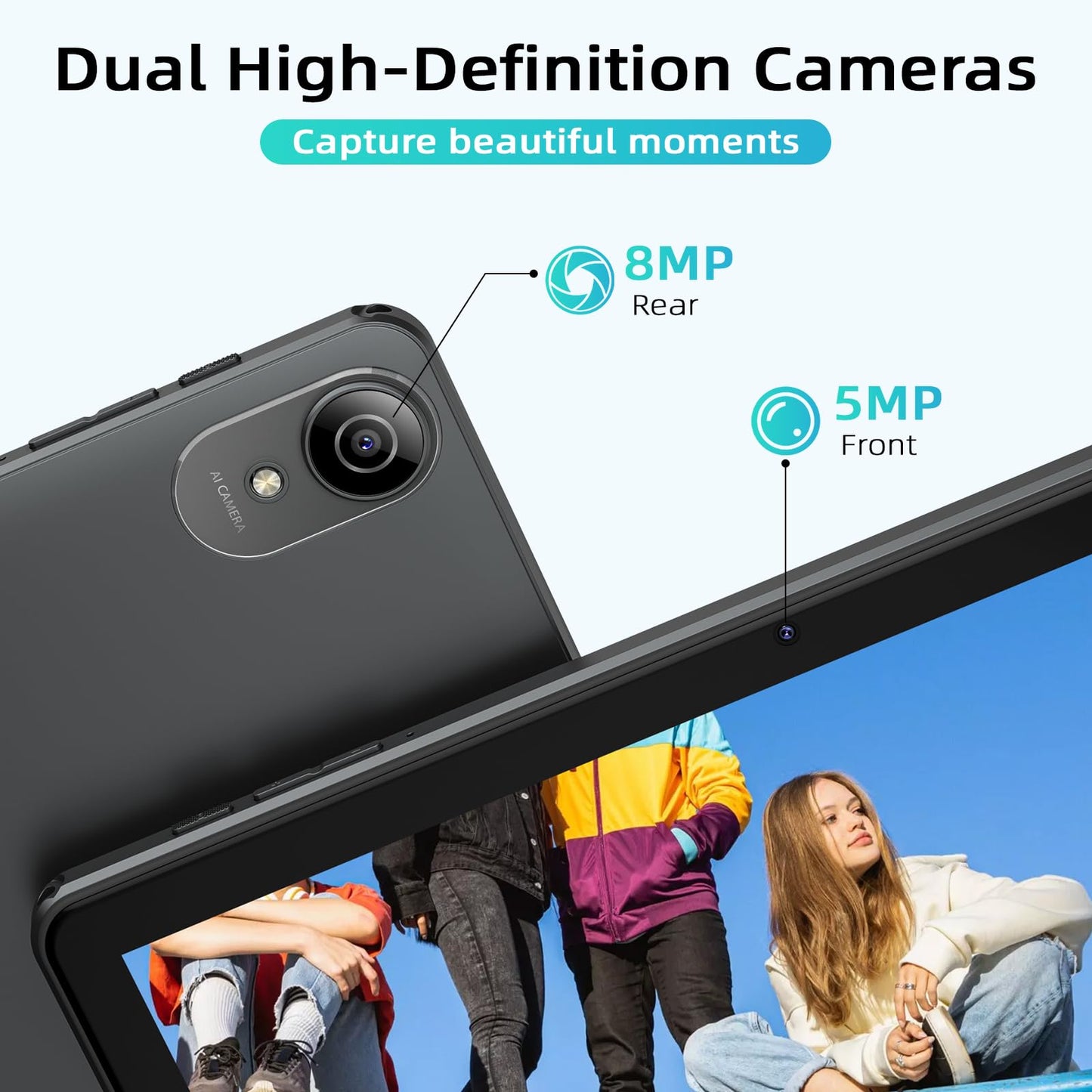 10 Inch Tablet,Android 15 Tablet with Octa-core Cortex,18GB RAM 128GB ROM/1TB TF,Widevine L1,Gaming Tablet HD Display Touchscreen,Dual Speakers,8MP+5MP,5G WiFi,6000mAh Bluetooth,GMS,Face Unlock