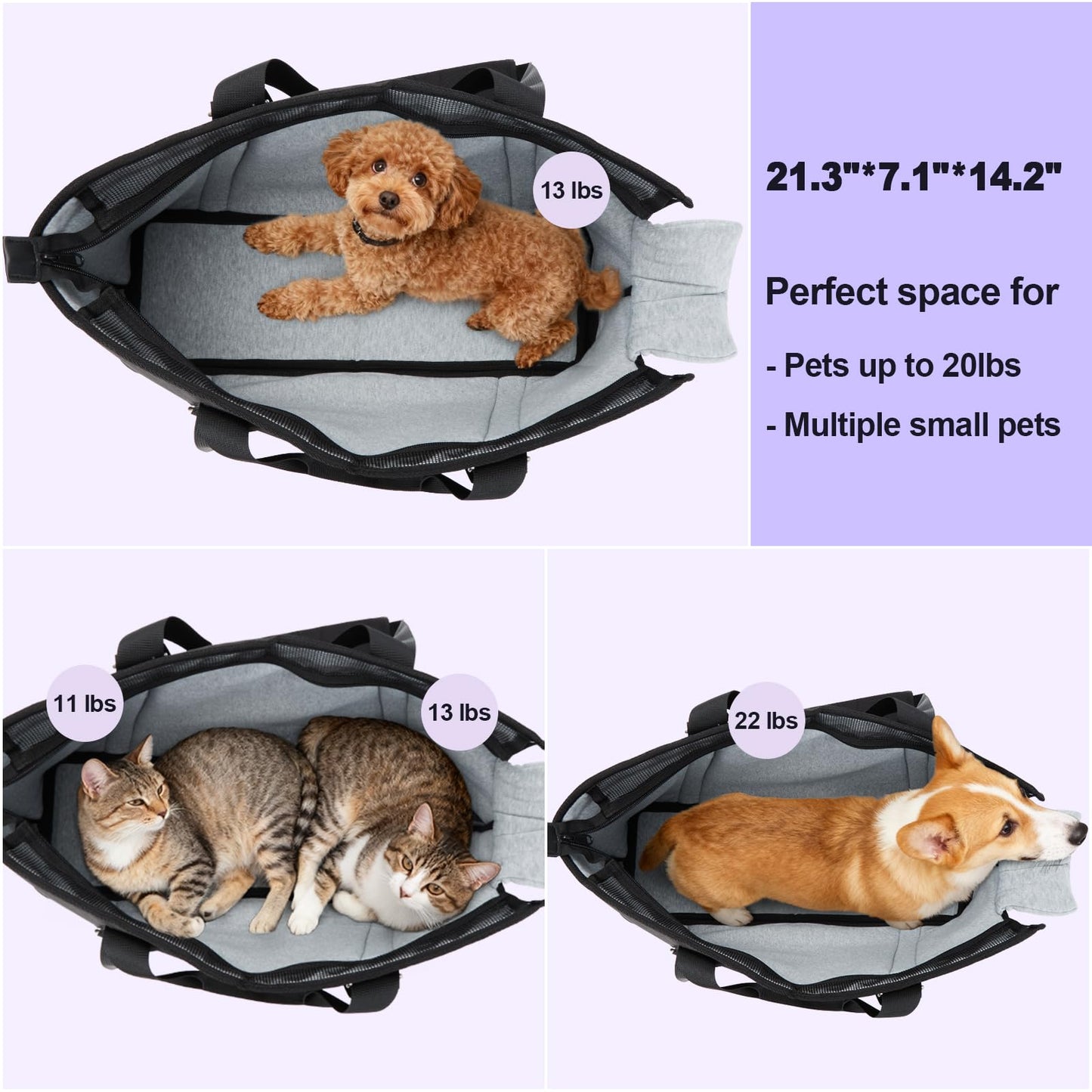 Ownpets Large Pet Carrier Backpack for Cats and Dogs, Airline Approved Soft-Sided Travel Bag with Warm Padding & Safety Tether