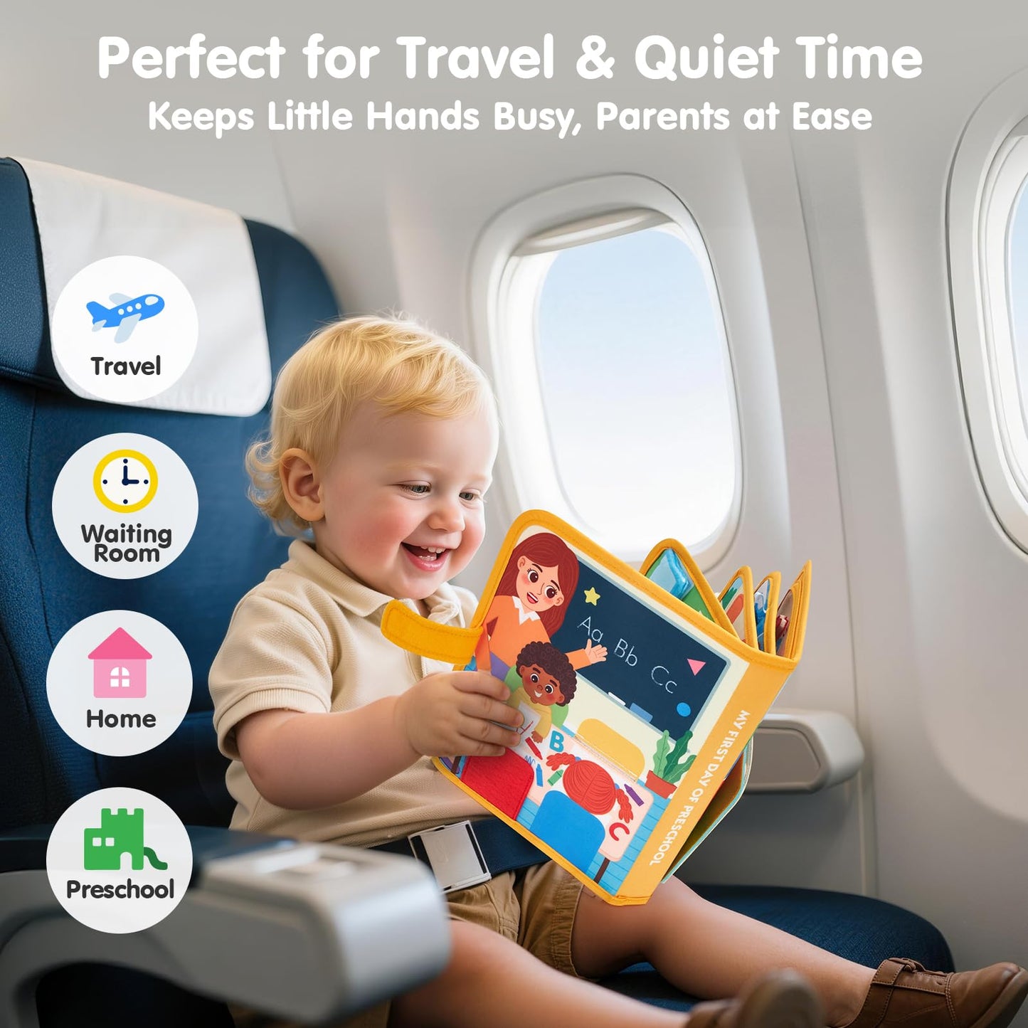 hahaland Preschool Busy Books for Toddlers 2-4 - Montessori Toddler Busy Board for 2 3 Year Old, 20 in 1 Quiet Book Educational Toddler Toys for 1 2 3 Year Old Boy Girls Gifts