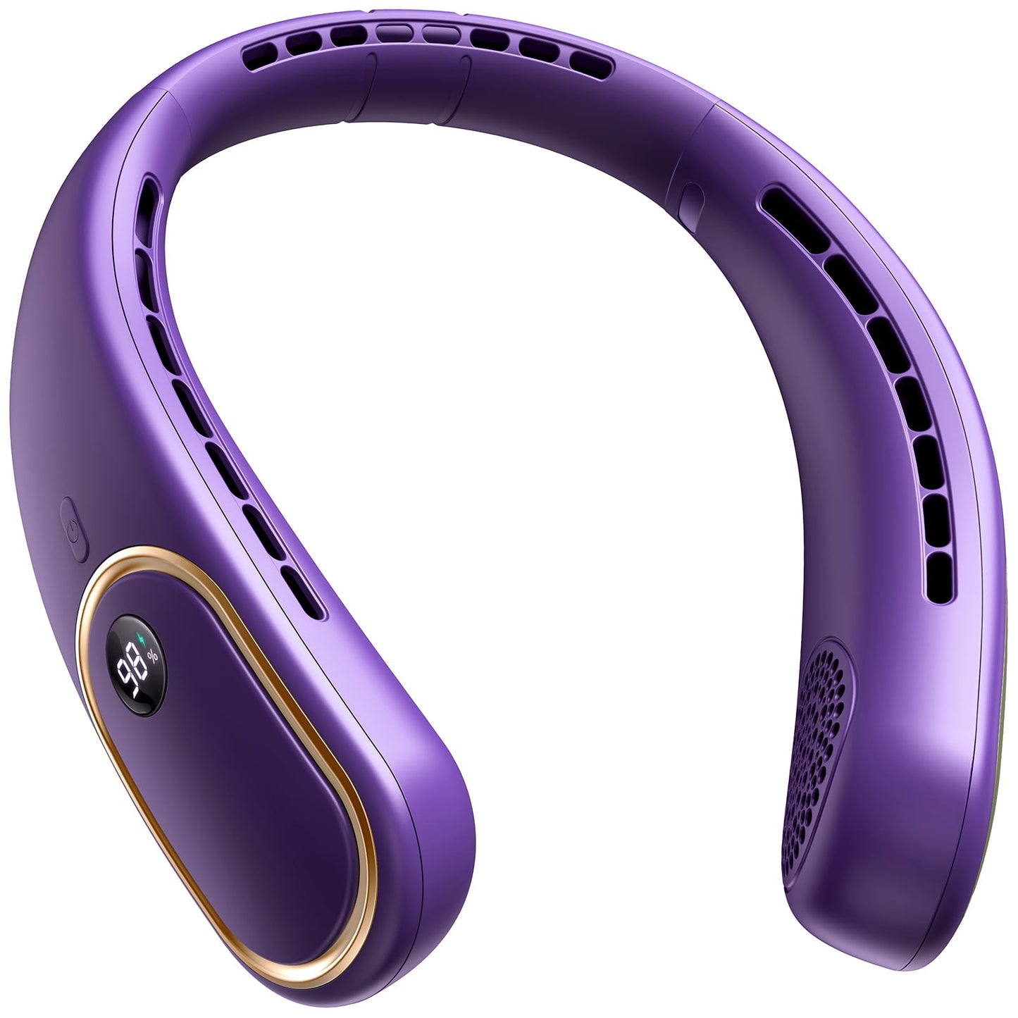 Portable Neck Fan - Hands Free Personal Fan, Rechargeable Bladeless Fan with 5000mAh-Battery, Digital Display, 4 Speeds, Birthday Gifts for Men, Women, Mom, and Dad - Purple