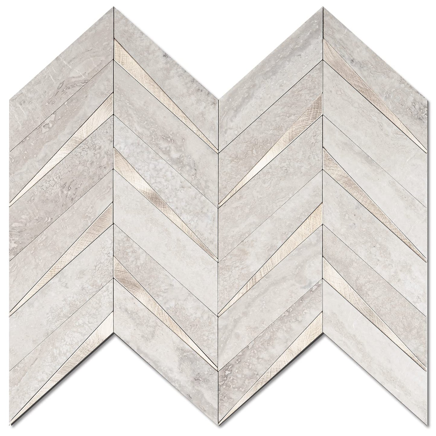 STICKGOO 10-Sheet Herringbone Tile Peel and Stick Backsplash, Marble Beige Mixed Metal Gold PVC Stick on Backsplash, Self Adhesive Wall Tile for Kitchen and Bathroom