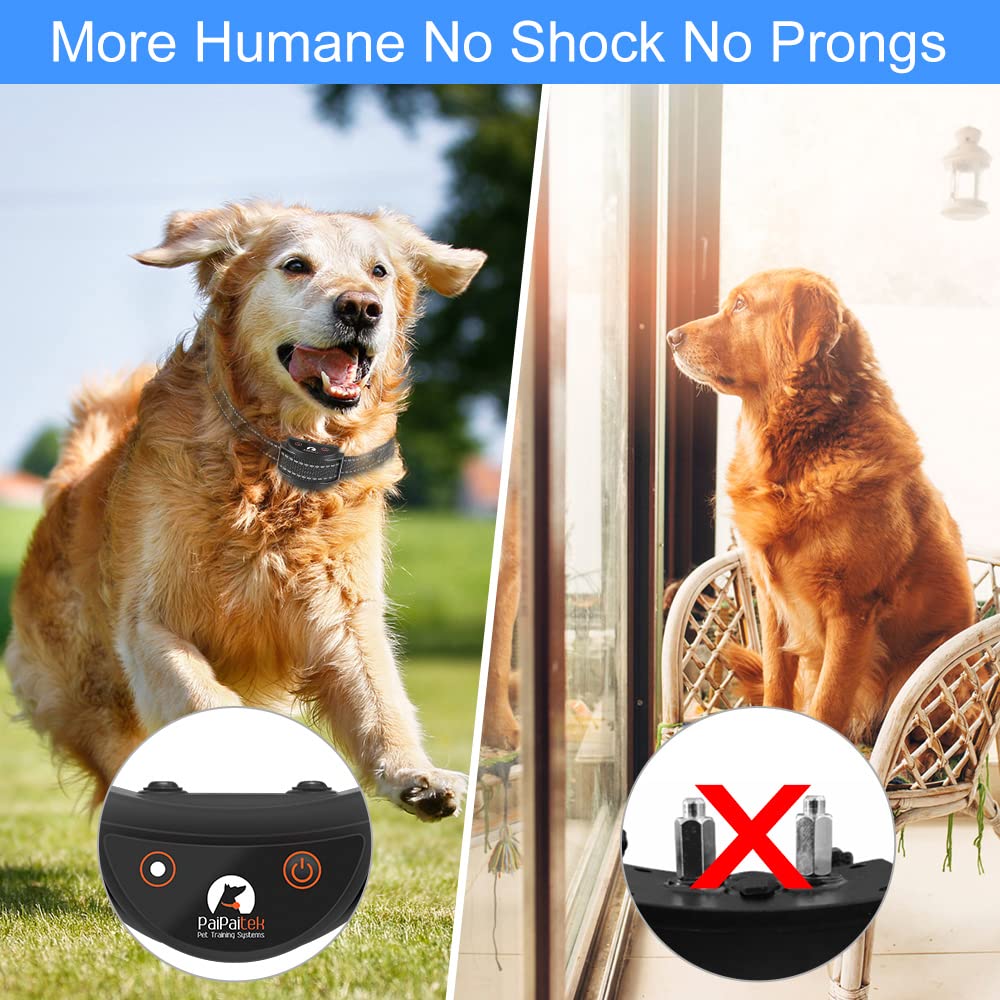Paipaitek Vibration Collar for Dogs, No Shock Collar with Remote Up to 1600ft Remote Range, w/Sound and Vibrate Feature Dog Training Collar