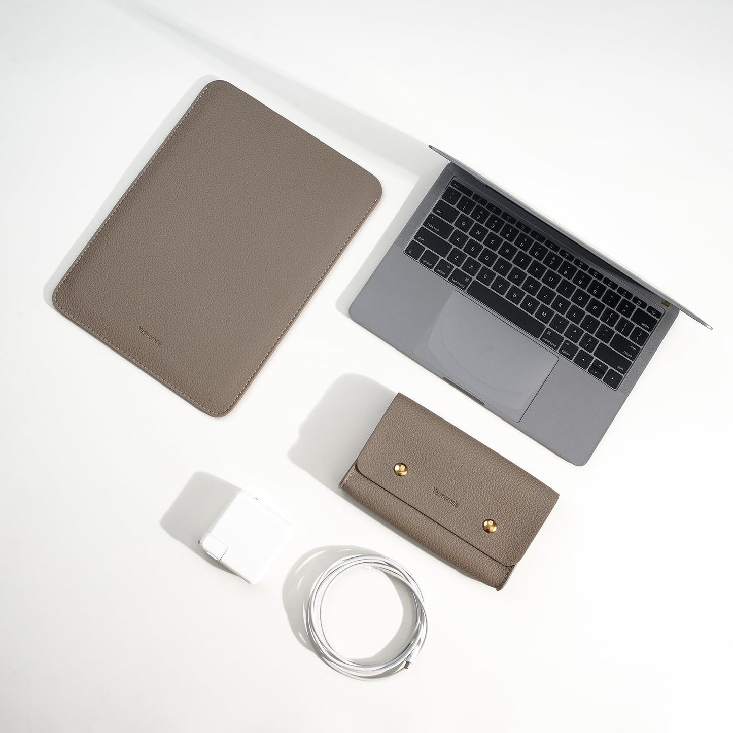 Yesmornsis PU Leather Padded Laptop Sleeve Bag 13Inch Compatible with New MacBook Air 13 M4 M3 A3240 A3113, 2024 MacBook Pro 13 M2 A2686 with Charger Pouch Color Camel