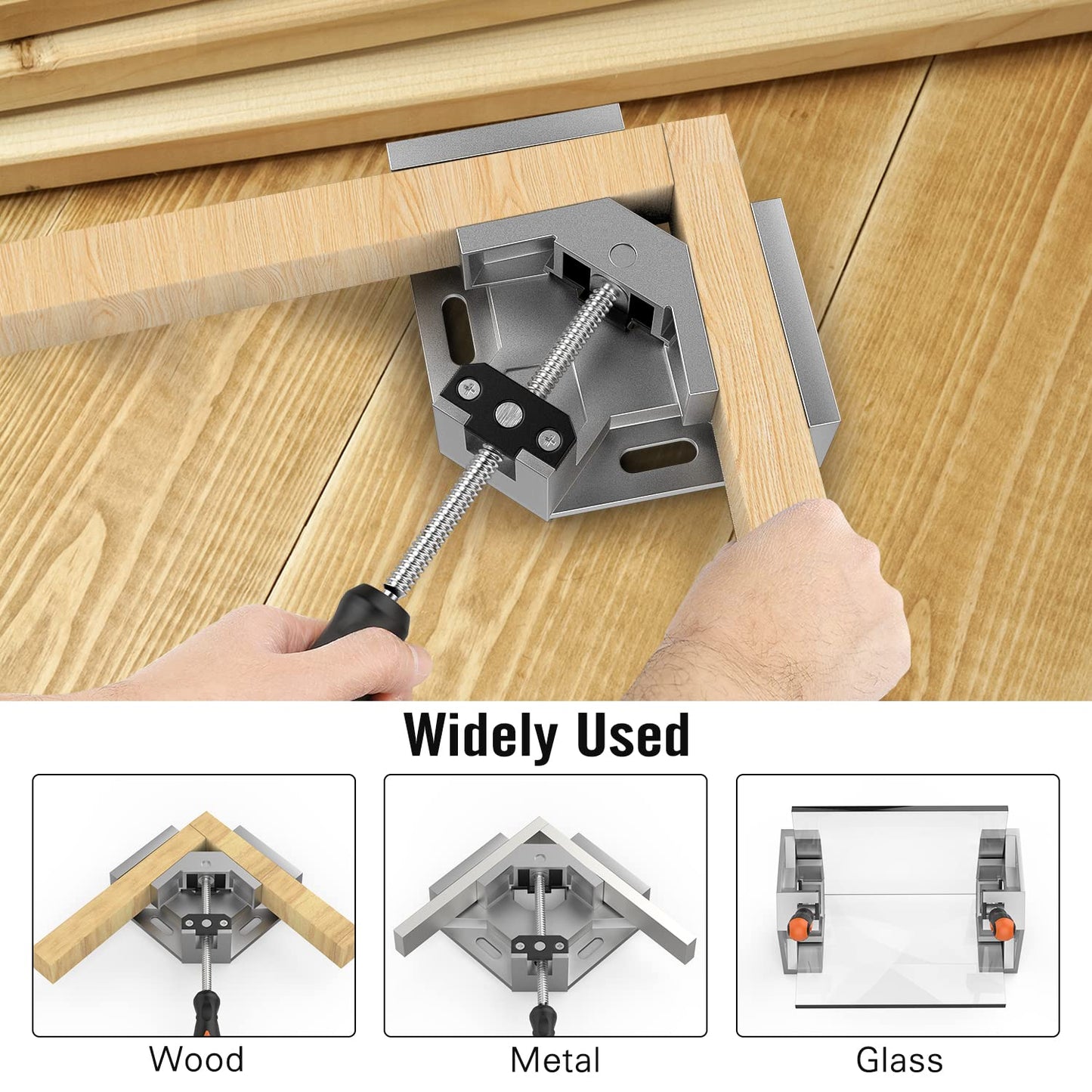 Right Angle Clamp, Housolution [4 Pack]Corner Clamps for Woodworking, 90° Aluminum Alloy with Adjustable Swing Jaw, Right Angle Clip Clamp Tool for Photo Frame Vise Holder Face Frame Boxes Cabinet