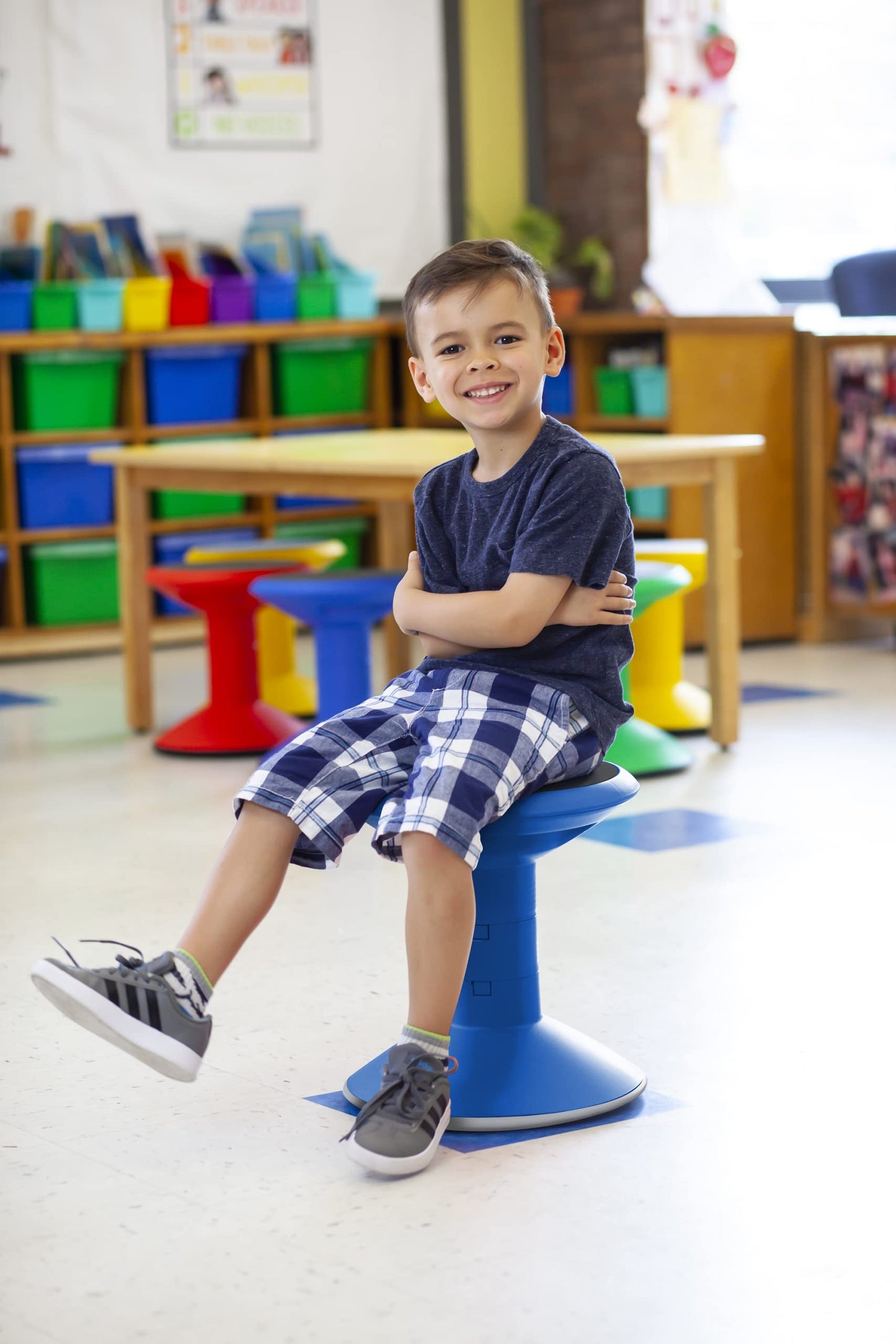Storex 00301U01C Adjustable Wobble Chair, Non-Slip Base, 12-18 Inch Height, Blue