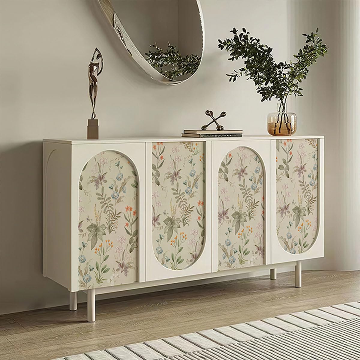GaliGali Floral Peel and Stick Wallpaper, Farm Floral Wallpaper, Wildwood Flower Self-Adhesive Wallpaper, Beige Floral Removable Contact Paper for Home Bedroom Kitchen Decor, 17.3"x393", CA.A00090C-10