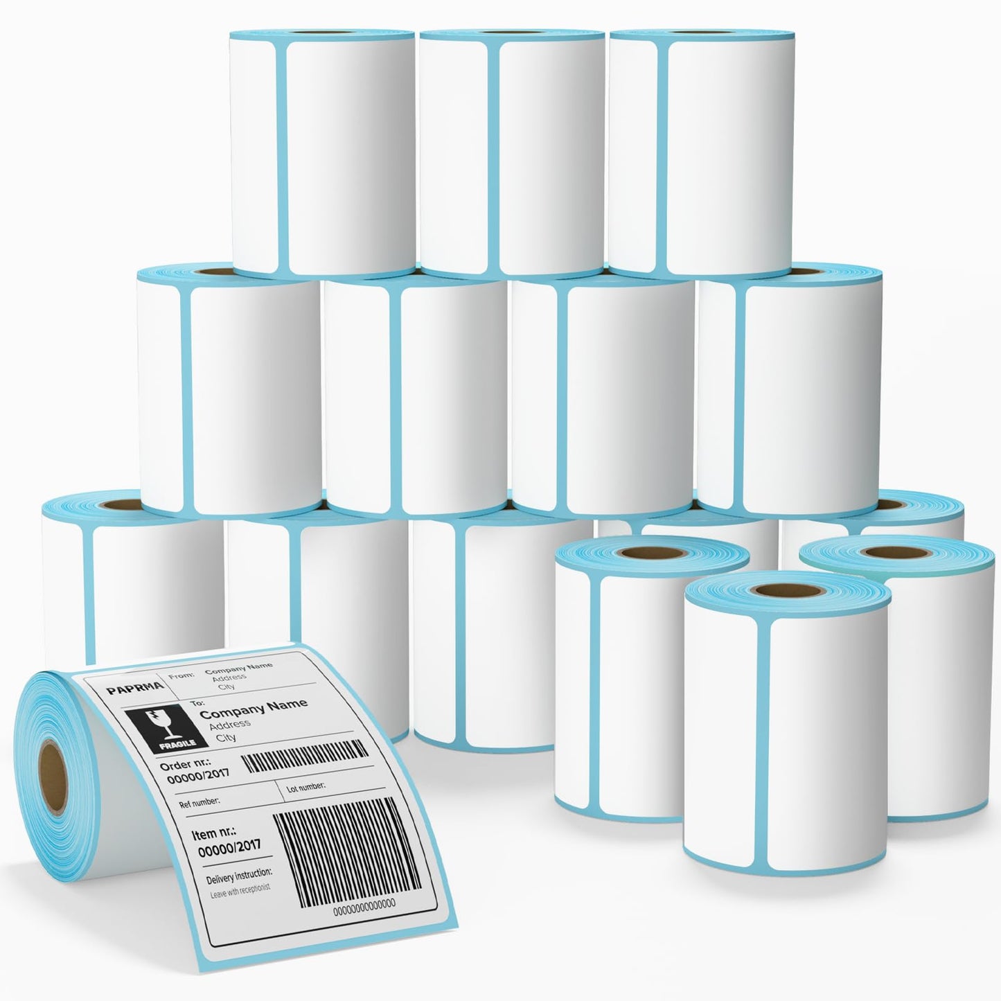 PAPRMA 4000 Direct Thermal Labels - 16 Rolls of 4' x 6' Thermal Printer Paper - 250 Labels Per Roll - Zebra Rollo Compatible