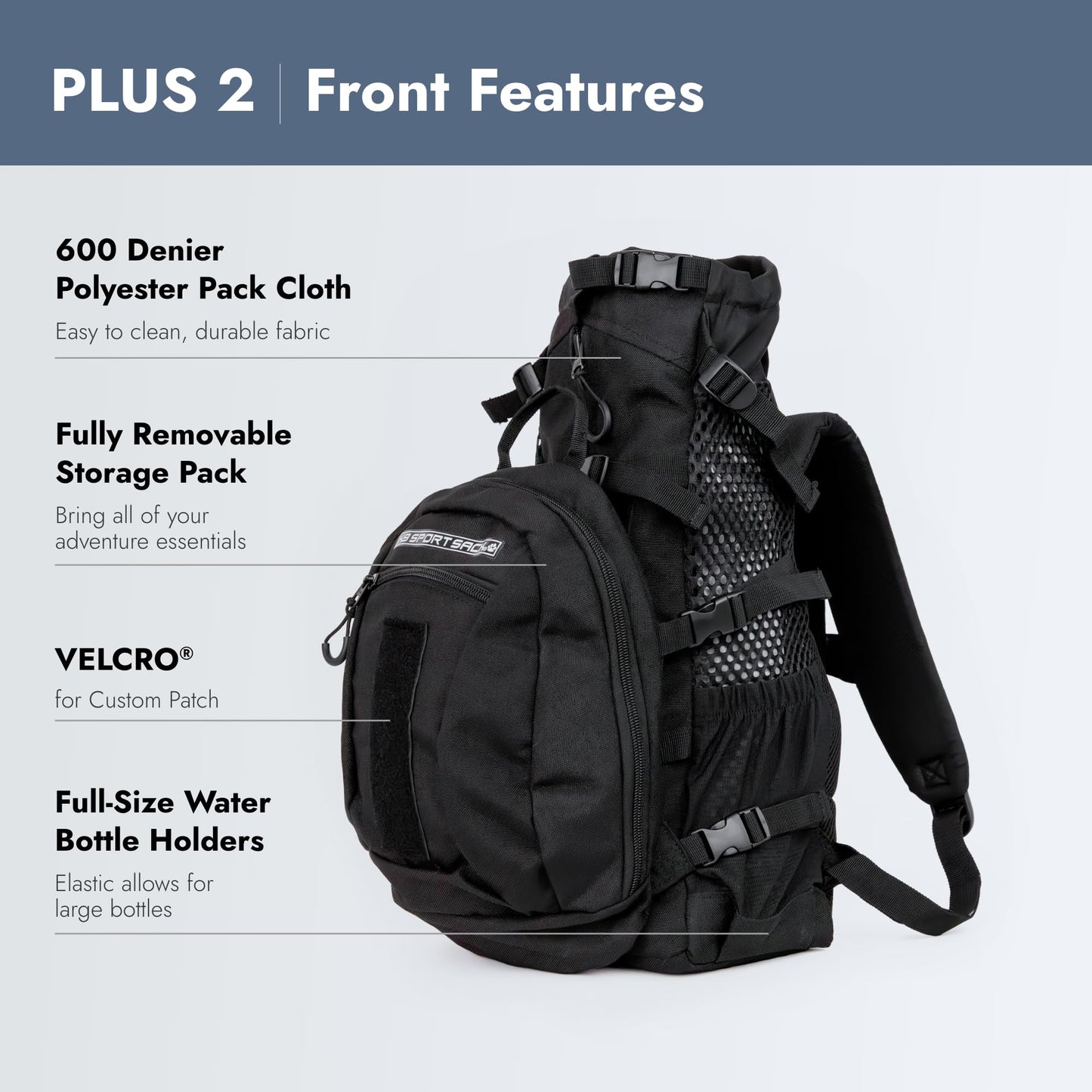 K9 Sport Sack | Dog Carrier Adjustable Backpack (Large, Plus 2 - Jet Black)