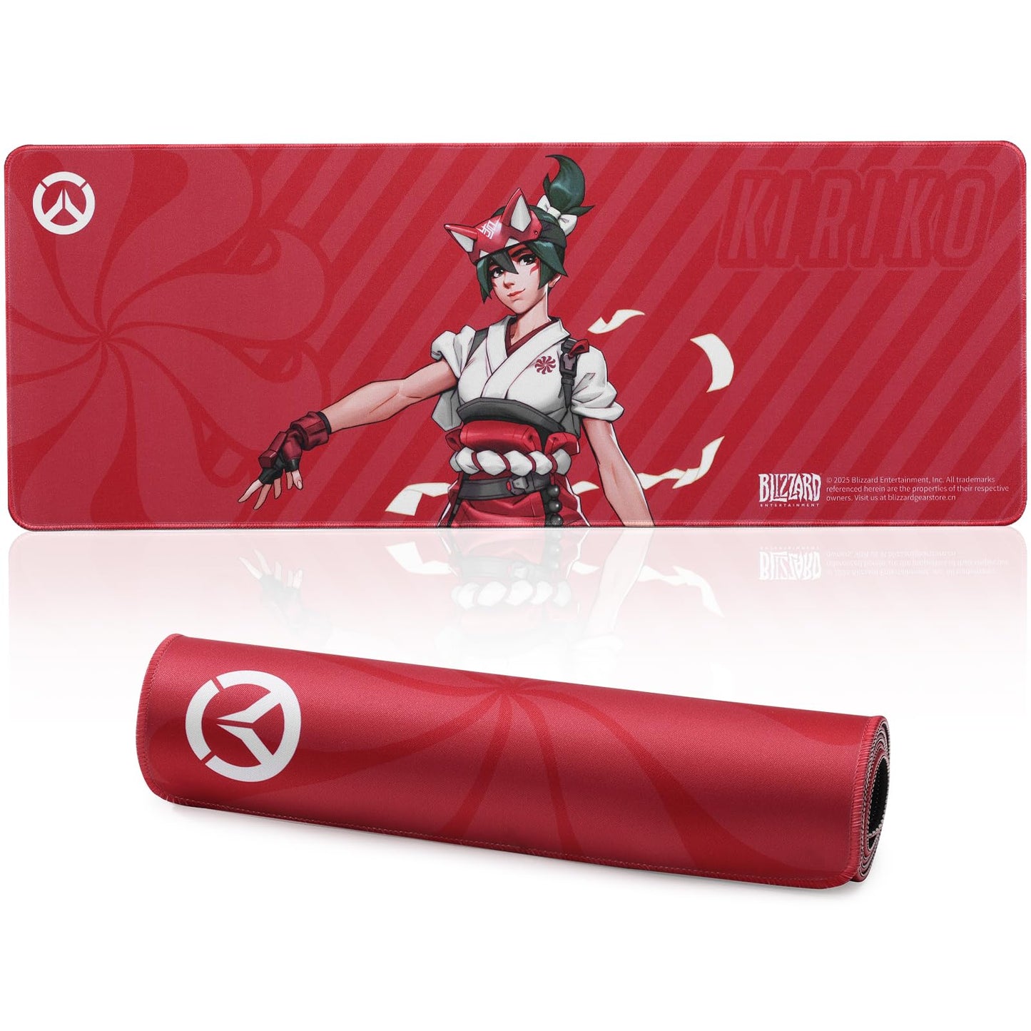 Blizzard Overwatch Large Game Mouse Pad, XXL Keyboard Pad for Gamer, Office & Home, Non-Slip Rubber Base, Extended Desk Mat with Stitched Edge, Easy to Clean,Upgraded, 80 * 30cm (The Kiriko Red)