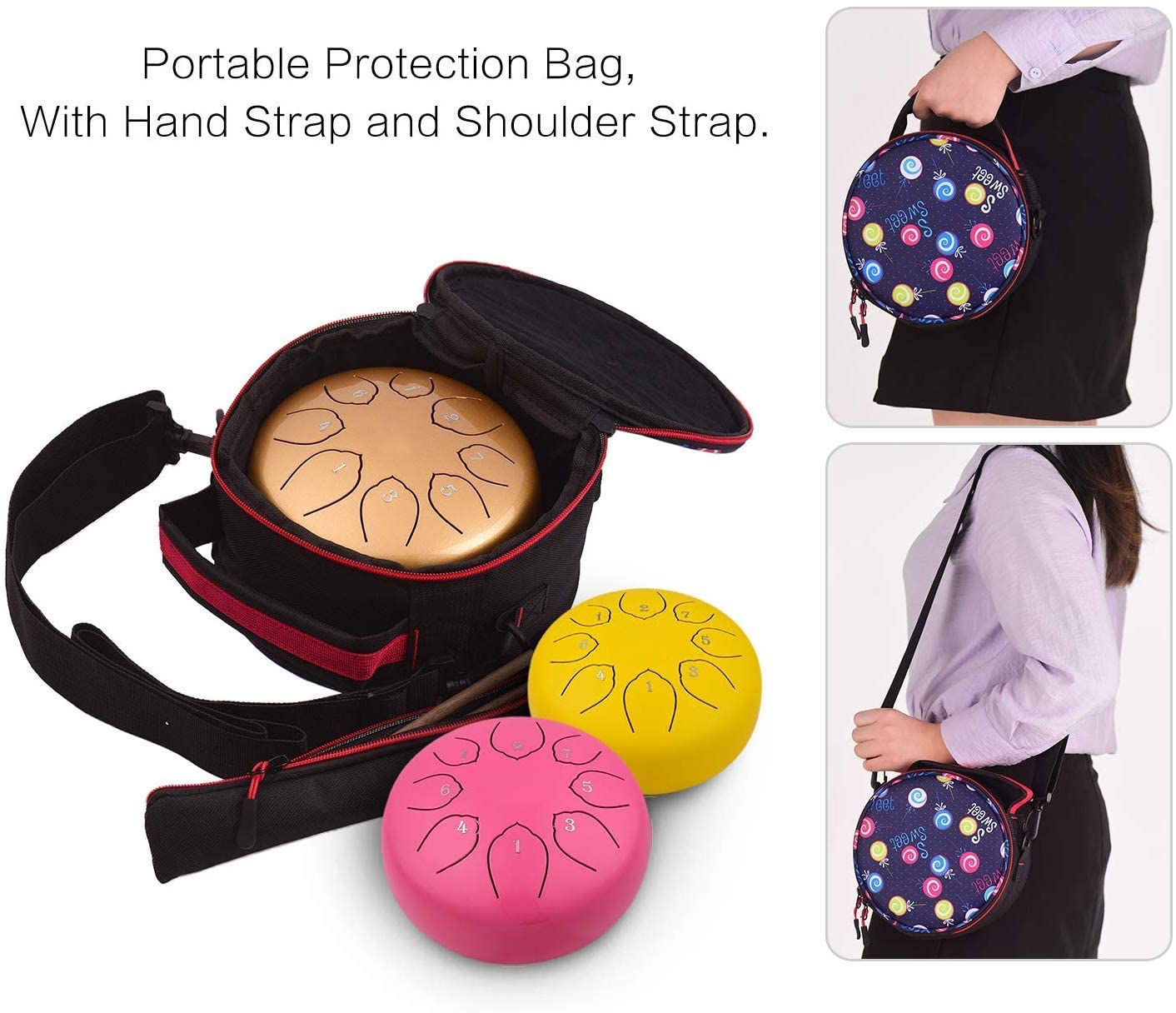 Musfunny Steel Tongue Drum for Kids: 6 Inch 8 Notes Steel Drums C Major with Drumsticks Bag Finger Cover - Handpan for Musical Education Meditation Percussion Musical Instruments