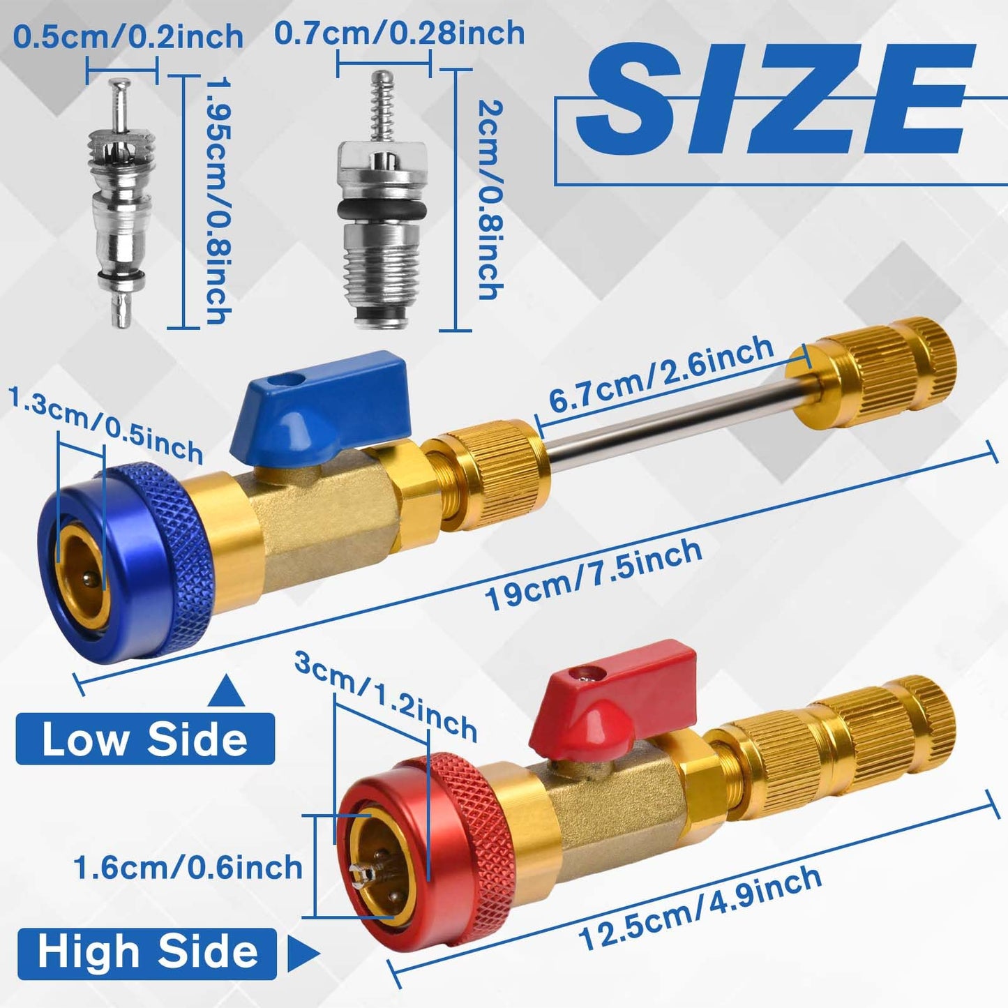 LEONTOOL AC Valve Core Removal Tool, R134a R1234yf R22 High Low Pressure Valve Core Quick Remover Installer Tool Set for Automotive Refrigerant Air Conditioning System Standard JRA and Schrader Valves