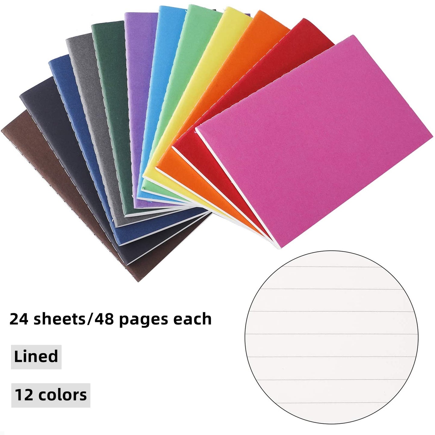 48 Pack Small Pocket Notebook, Mini Notebook Bulk Travel Diary Notebook Notepad Set Colorful Notebook, 5.5 X 3.5 Inch, Lined Paper