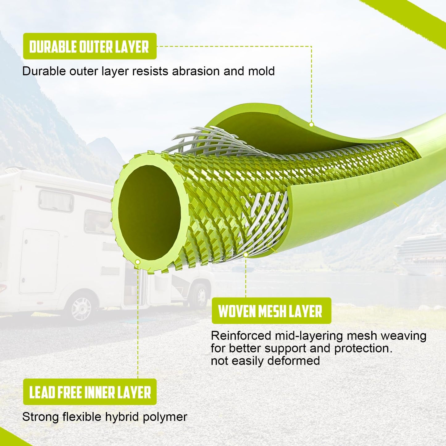 TIPHOPE 25FT Garden Hose with Aluminum 3/4”GHT Connector Fitting Heavy Duty Garden Water Hose with Swivel Grip Handle,Flexible 5/8”Inner Diameter Water Hose for RV Camper Lawn Yard,350PSI Burst Rating