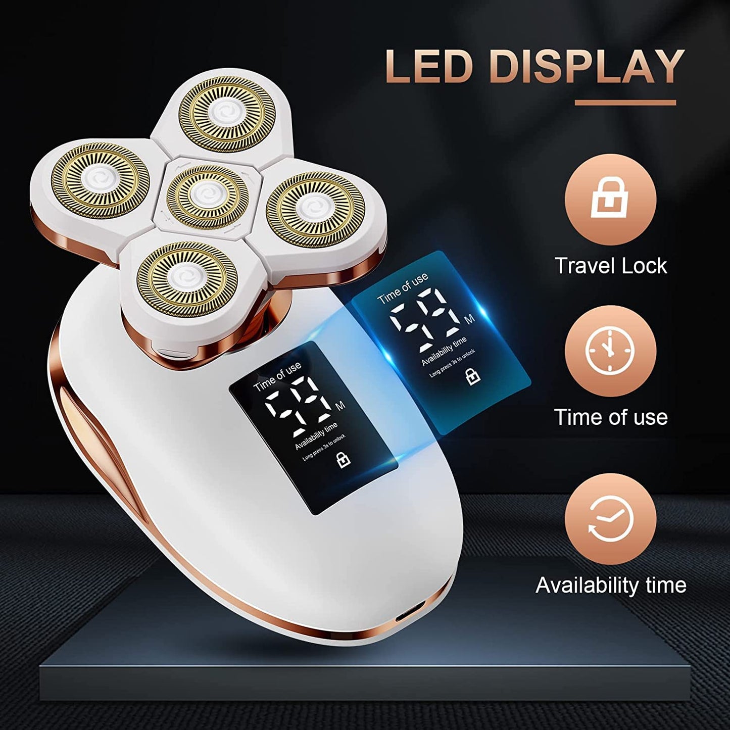 2-in-1 Electric Razors for Women, Wet/Dry 5D Razor & Hair Trimmer with USB Adapter & Charging Cable,5D Rechargeable Rotary Shaver with Lithium-Ion Battery, Water Resistant Grooming Kit