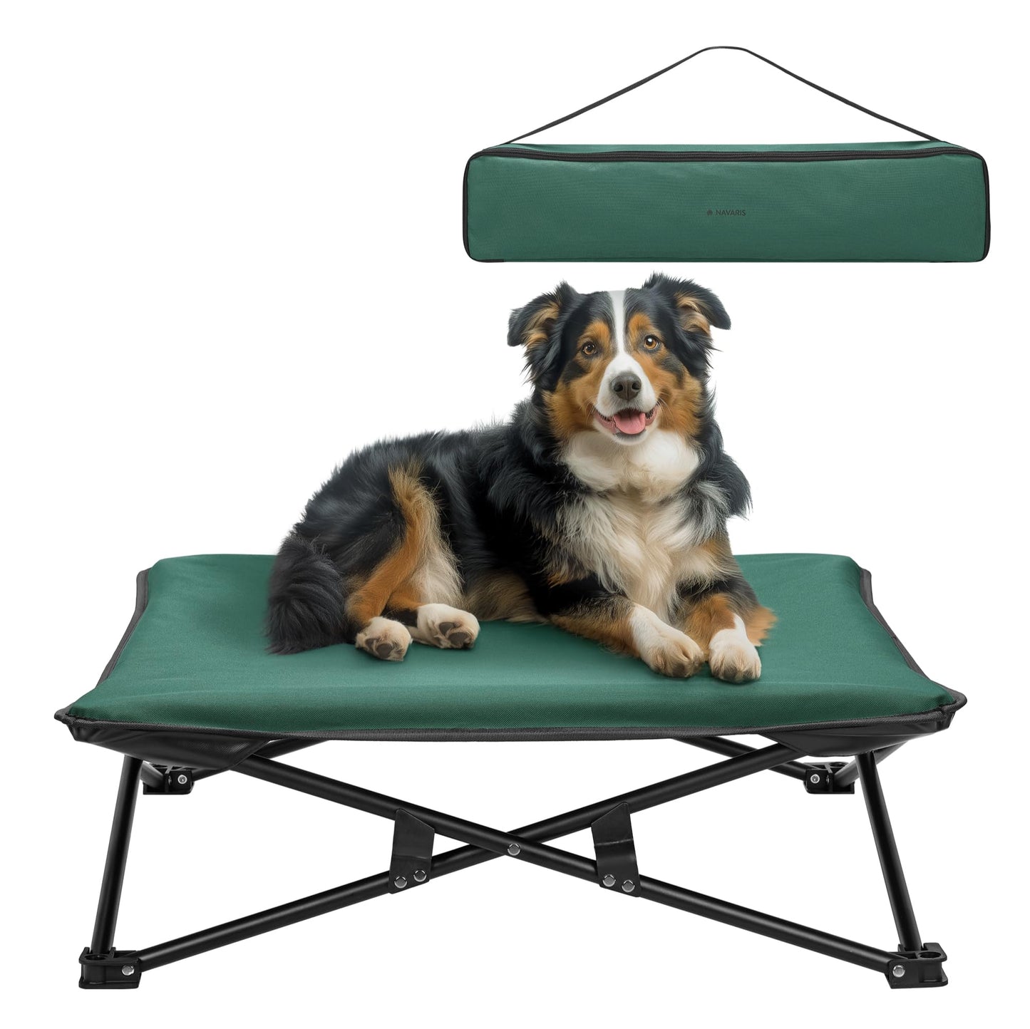 Navaris Portable Elevated Dog Bed with Carry Bag - Medium Raised Dog/Cat Bed for Outdoor Travel Camping Off The Floor Hammock Chair Suitable for 33lbs (15kg)