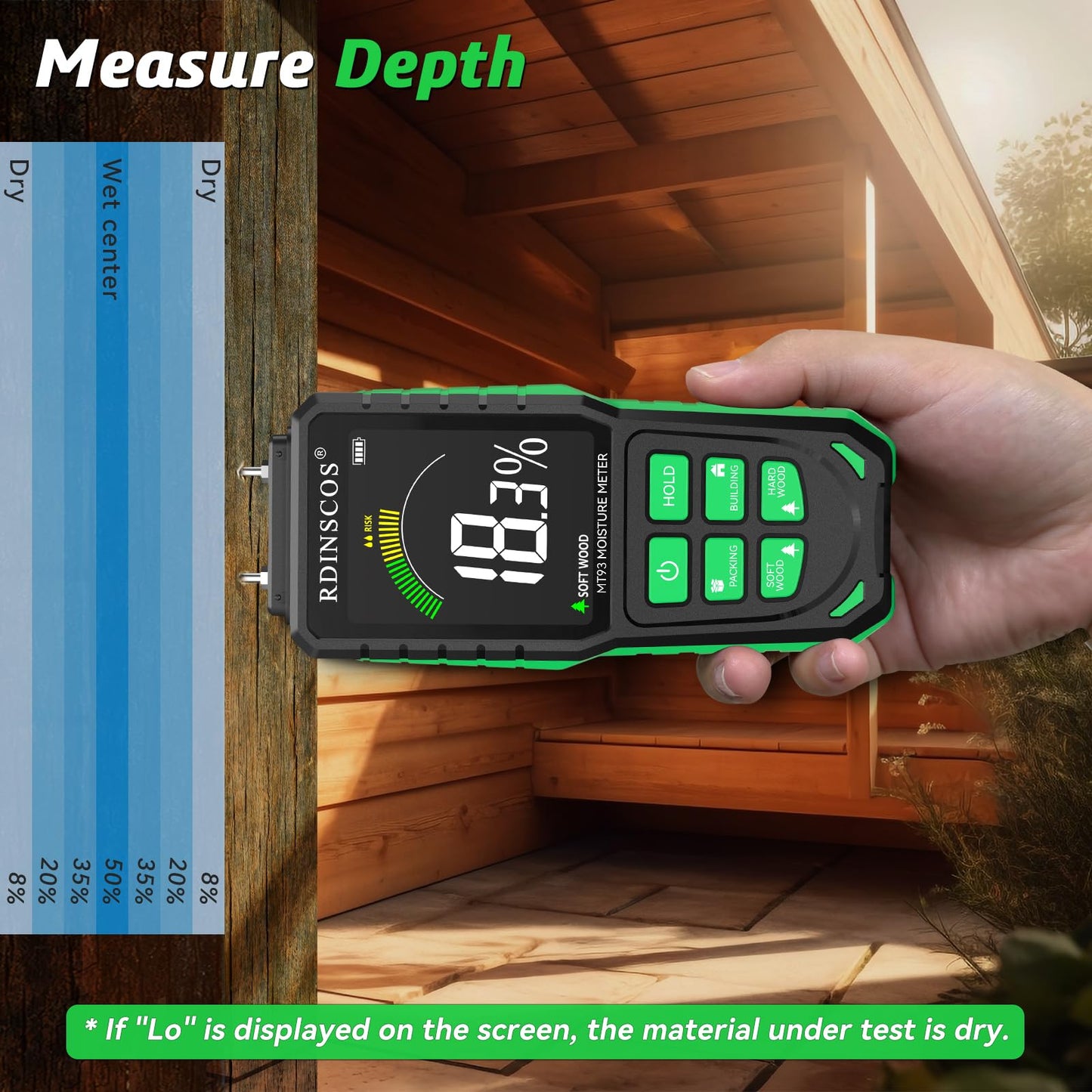 Rechargeable Wood Moisture Meter Digital Moisture Meter with LCD Display, Suitable for Wood, Firewood, Masonry, Walls, Building Materials
