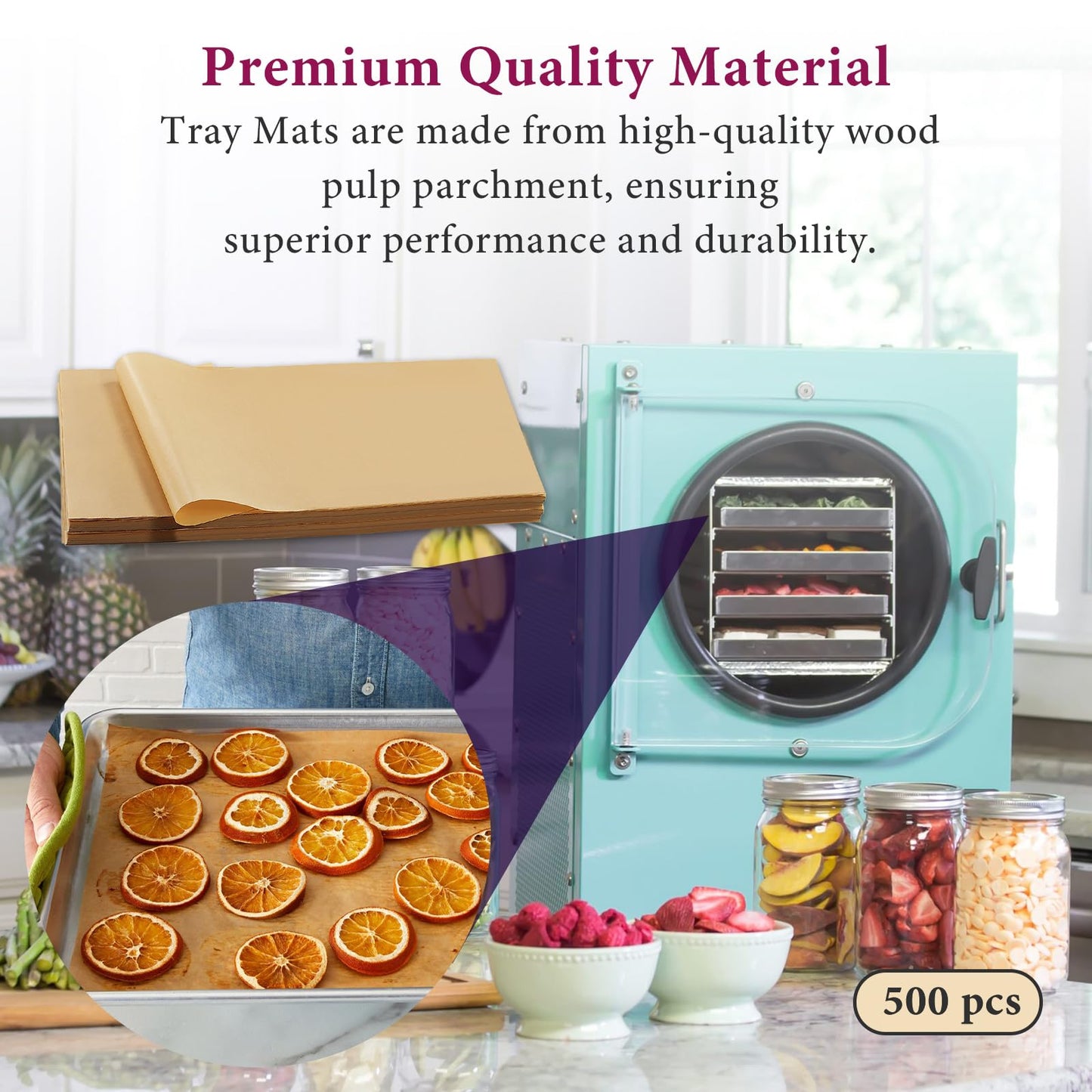 500 Packs Parchment Paper Sheets for Harvest Right Freeze Dryer - Harvest Right Freeze Dryer Accessories for Large Trays, Parchment Sheets, Freeze Dryer Tray Mats for Harvest Right(19-3/4"x8-7/16")