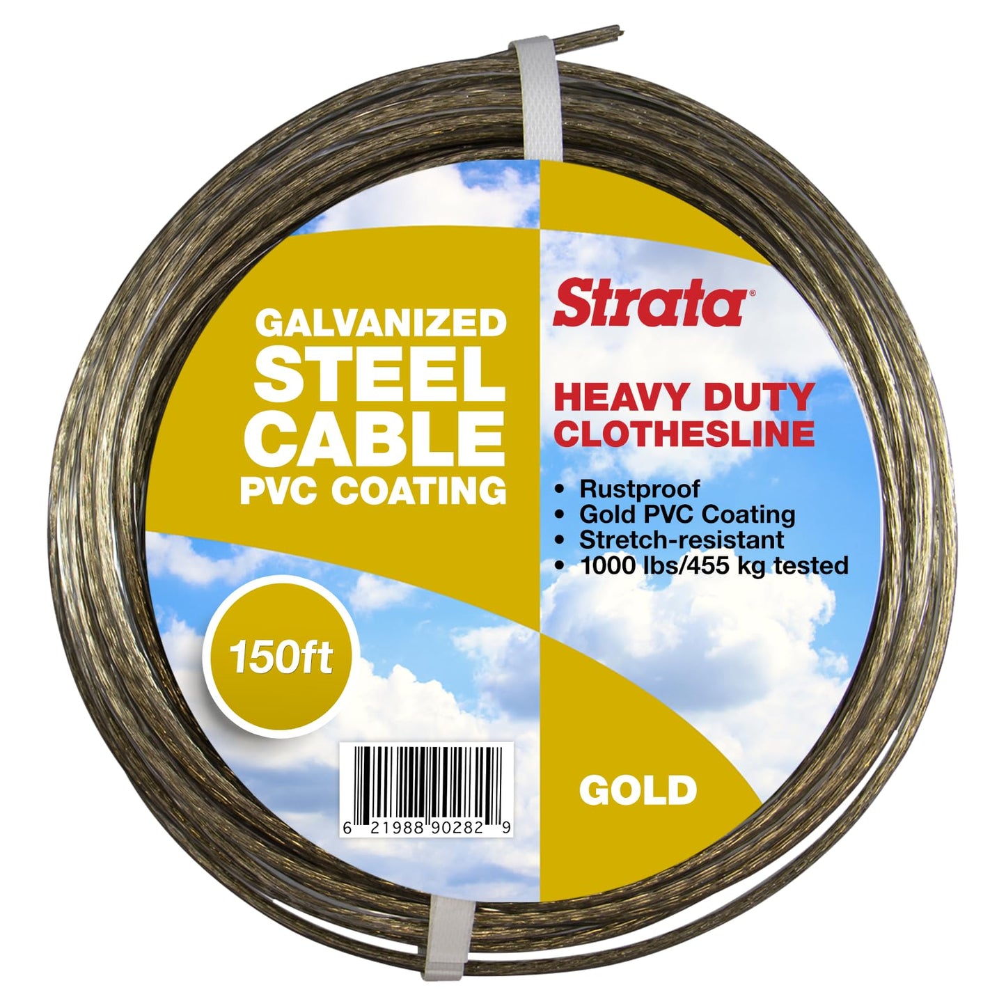Strata Heavy Duty Clothes line for Drying Clothes, Linen, and Laundry Items – 150 Feet Rustproof Indoor and Outdoor Clothesline for Home (Gold)