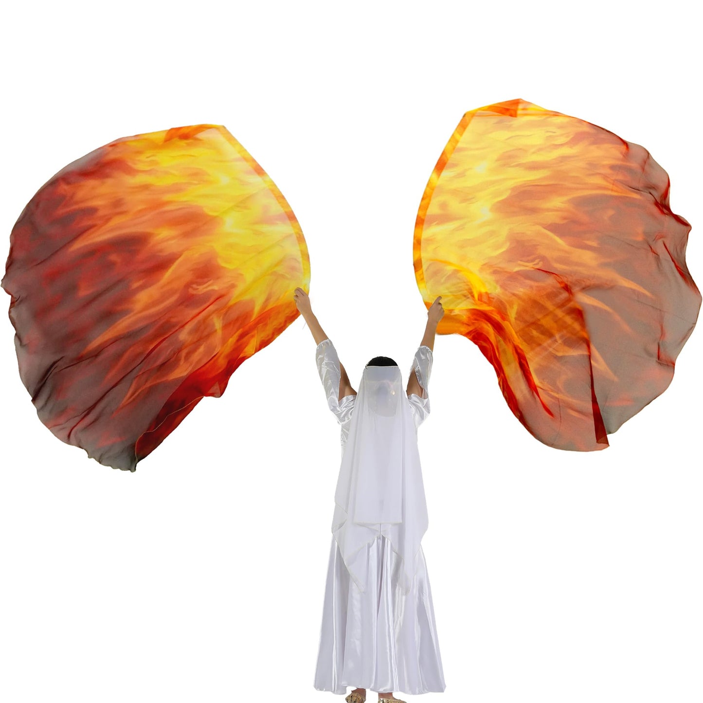 MUNAFIE Worship Flags for Church Set with 2 Flex Rods Praise Dance Flags for Worship Flexi-rods banderas de danza cristiana (Fire)