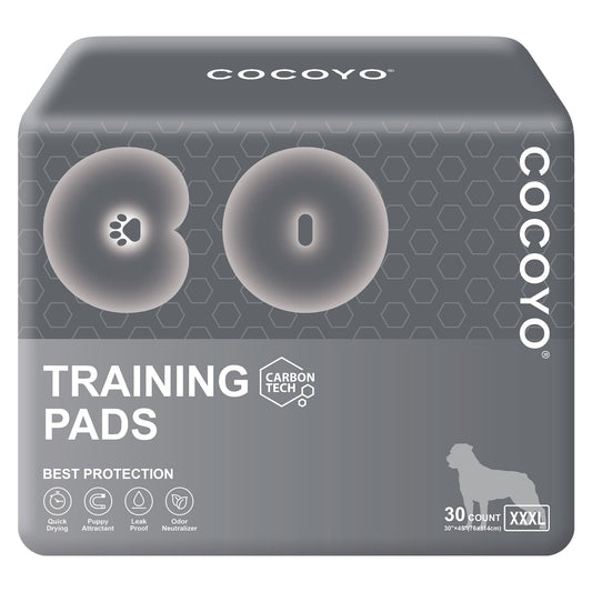 COCOYO Dog Training Pads Giant Size丨Carbon Absorb Eliminating Urine Odor Puppy Pads 丨 Premium Charcoal Dog Pee Pads (30 Count, XXXL 30x45 inch)
