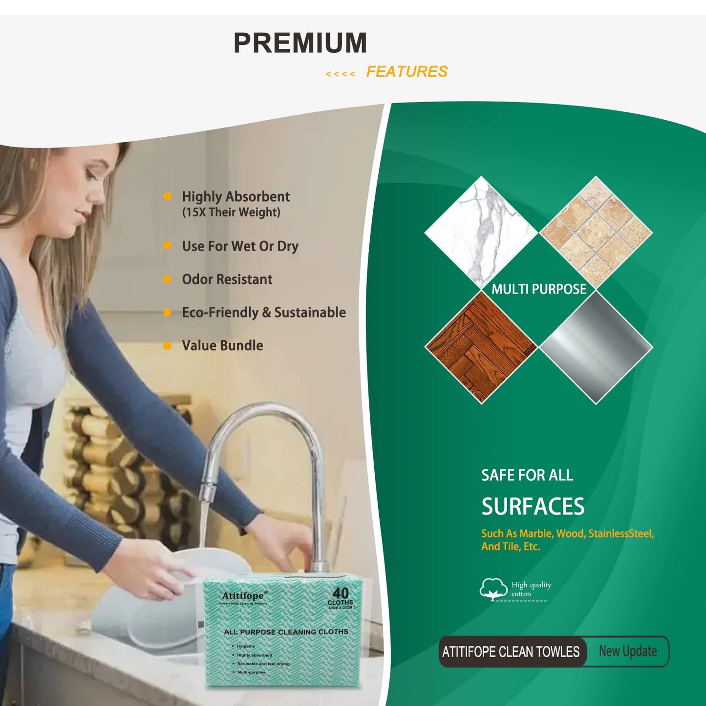 Atitifope Disposable Cloths for Cleaning 160Count Nonstick Wiping Rags Reusable Cleaning Towels Dish Cloths