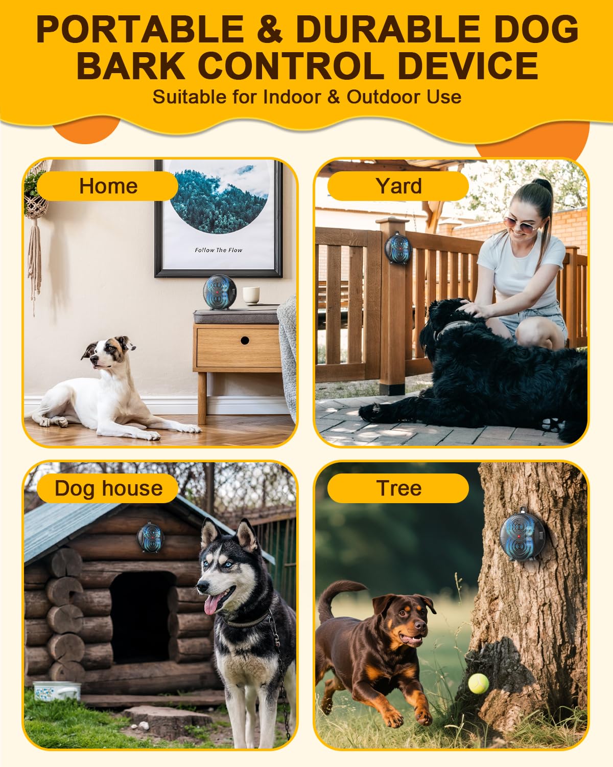 Anti Barking Device for Dogs – Rechargeable Ultrasonic Bark Box with 3 Adjustable Modes, Safe Dog Bark Deterrent Device & Dog Barking Silencer UP to 35FT for Indoor and Outdoor Use