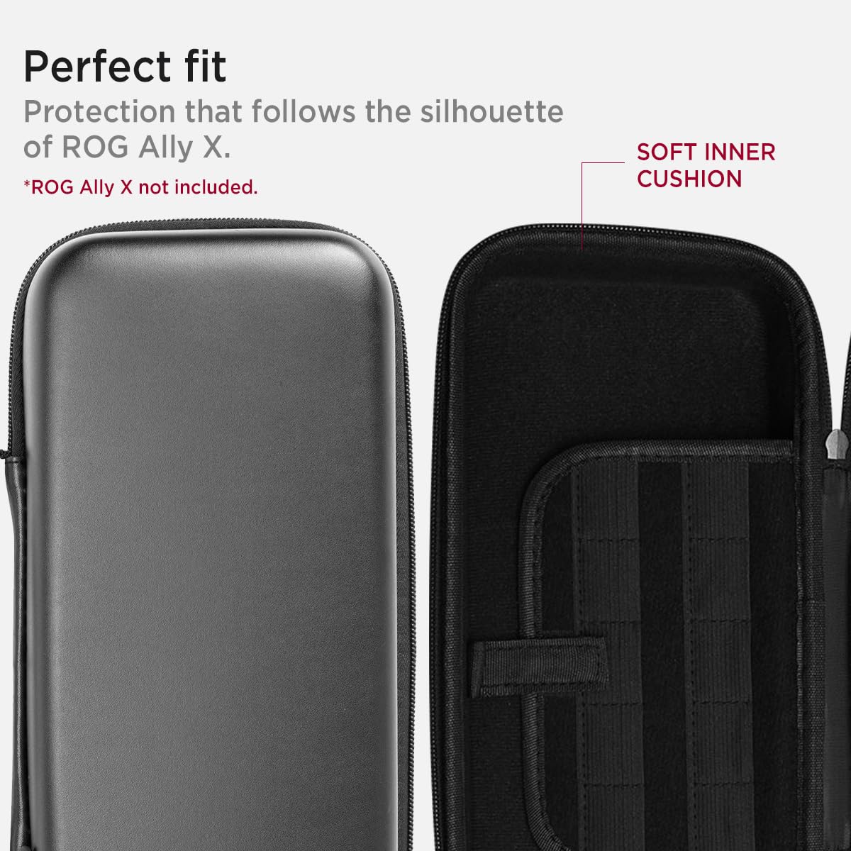Miimall Carrying Case for ASUS Rog Ally/ASUS Rog Ally X,Shockproof Hard Shell Protective, Large Capacity Portable Hard Shell Travel Bag with Built-in 10 Storage Card Slots (Black)