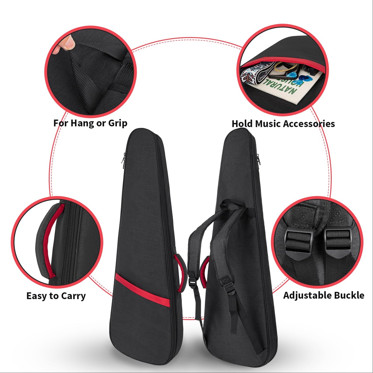 Muscab Electric Guitar Bag 11mm Thick Padded Electric Guitar Gig Bag, 39 Inch Electric Guitar Case Backpack with Neck Strap and Pocket, Black
