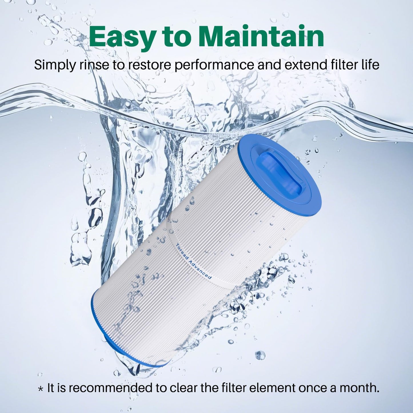 TOREAD 6CH-960 Spa Filter Replaces Filters J-300, J400, PJW60TL-F2S, 14081, 6000-383A, Unicel 6CH-960, Filbur FC-2800, 6540-383, Hot Tub Filter with Closed Handle 2 Pack (Not be Removed)