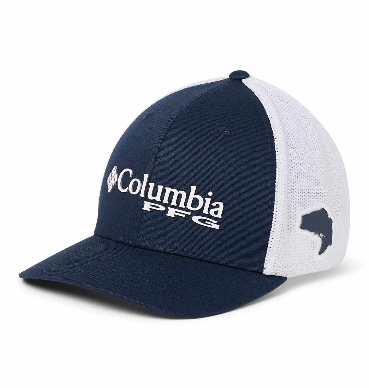 Columbia Unisex PFG Logo Mesh Ball Cap, Collegiate Navy, Large-X-Large