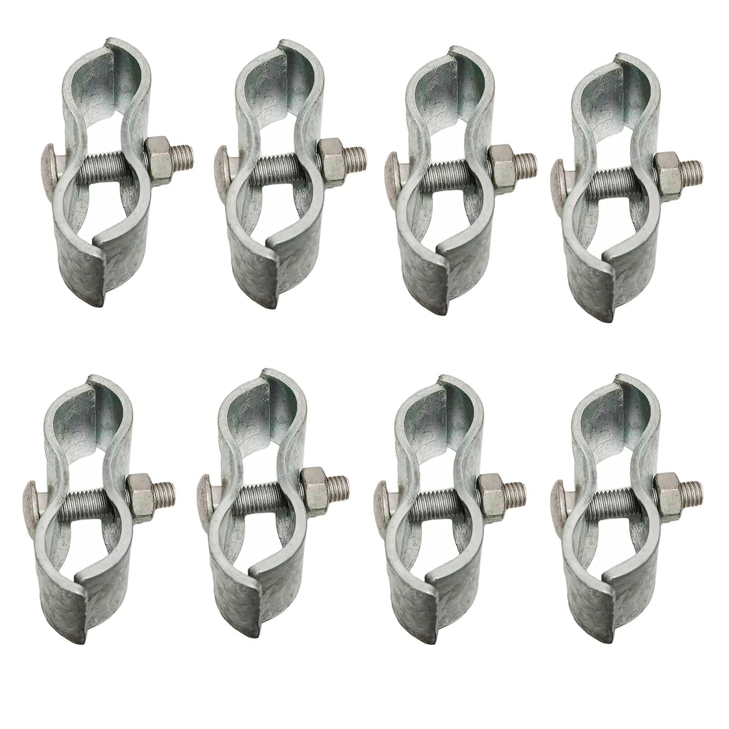 Chain Link Fence Panel Clamps for 1-3/8" Pipe Frames - Dog Kennel/Run or Temporary Fence Saddle Clamps (8 Set)