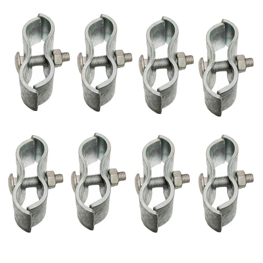 Chain Link Fence Panel Clamps for 1-3/8" Pipe Frames - Dog Kennel/Run or Temporary Fence Saddle Clamps (8 Set)