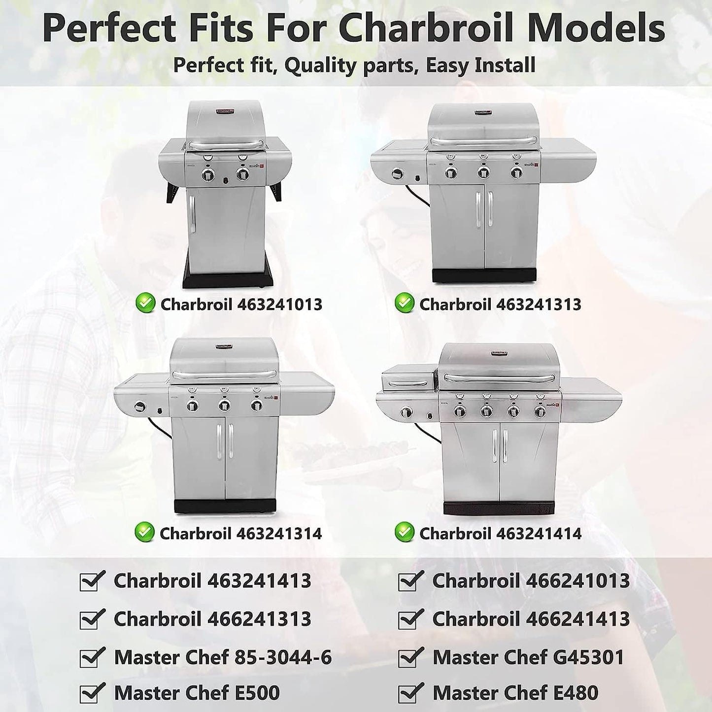 Criditpid BBQ Heat Plate Shields Replacement for Master Chef G45308, G45311, G45301, G45303, G45309 Grill Models. Porcelain Steel Barbecue Heat Shields, 4-Pack.