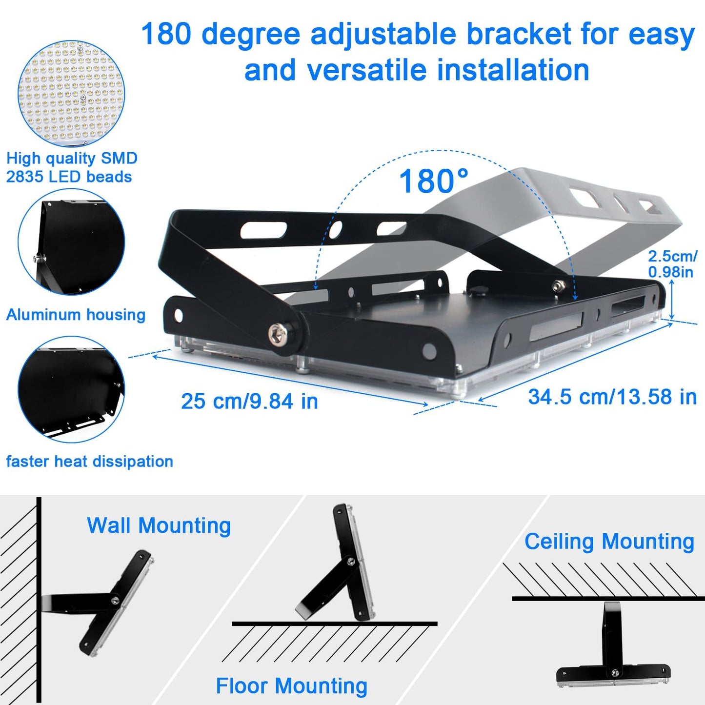 300W LED Flood Light Outdoor, 2 Pack 30000LM LED Floodlight 6500K Daylight White Security Lights, IP65 Waterproof Exterior Lighting Led Work Light for Patio, Garden, Backyard, Lawn, Barn, Playground