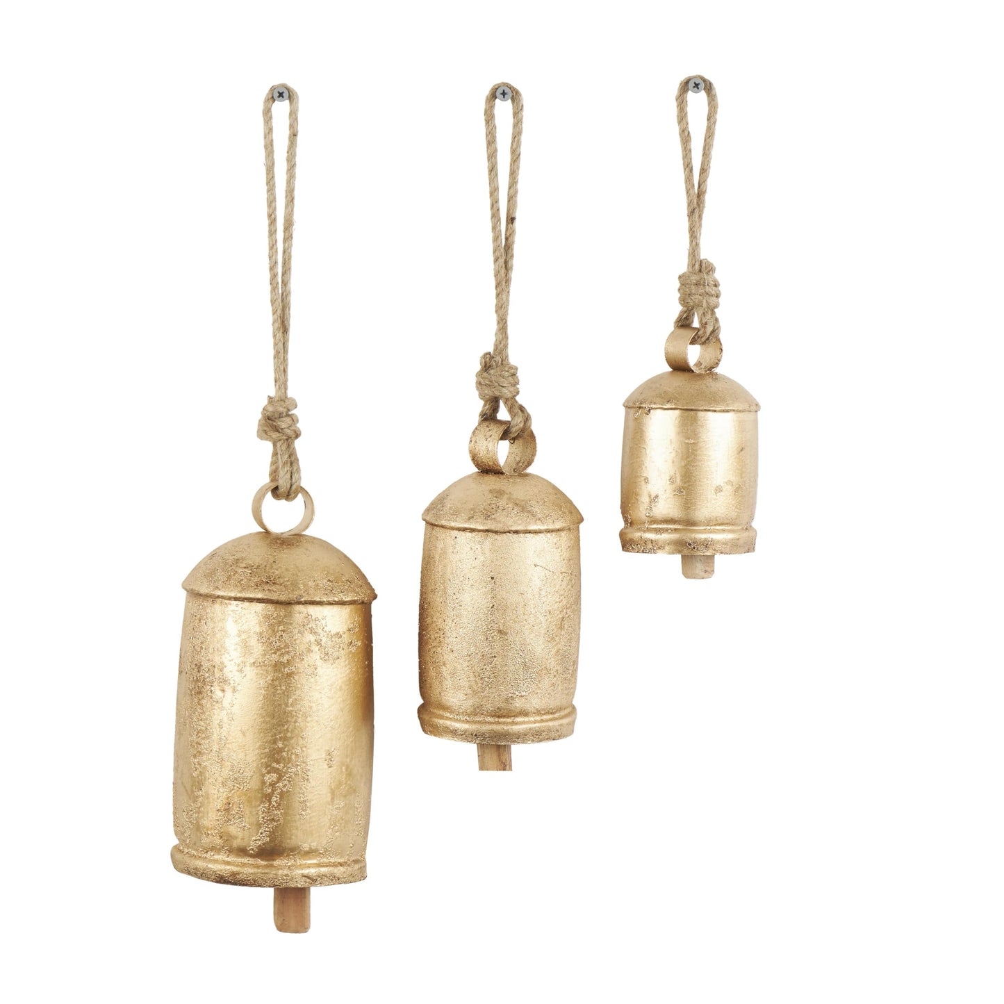 Deco 79 26719 3-Piece Metal Rope Cow Bell Set