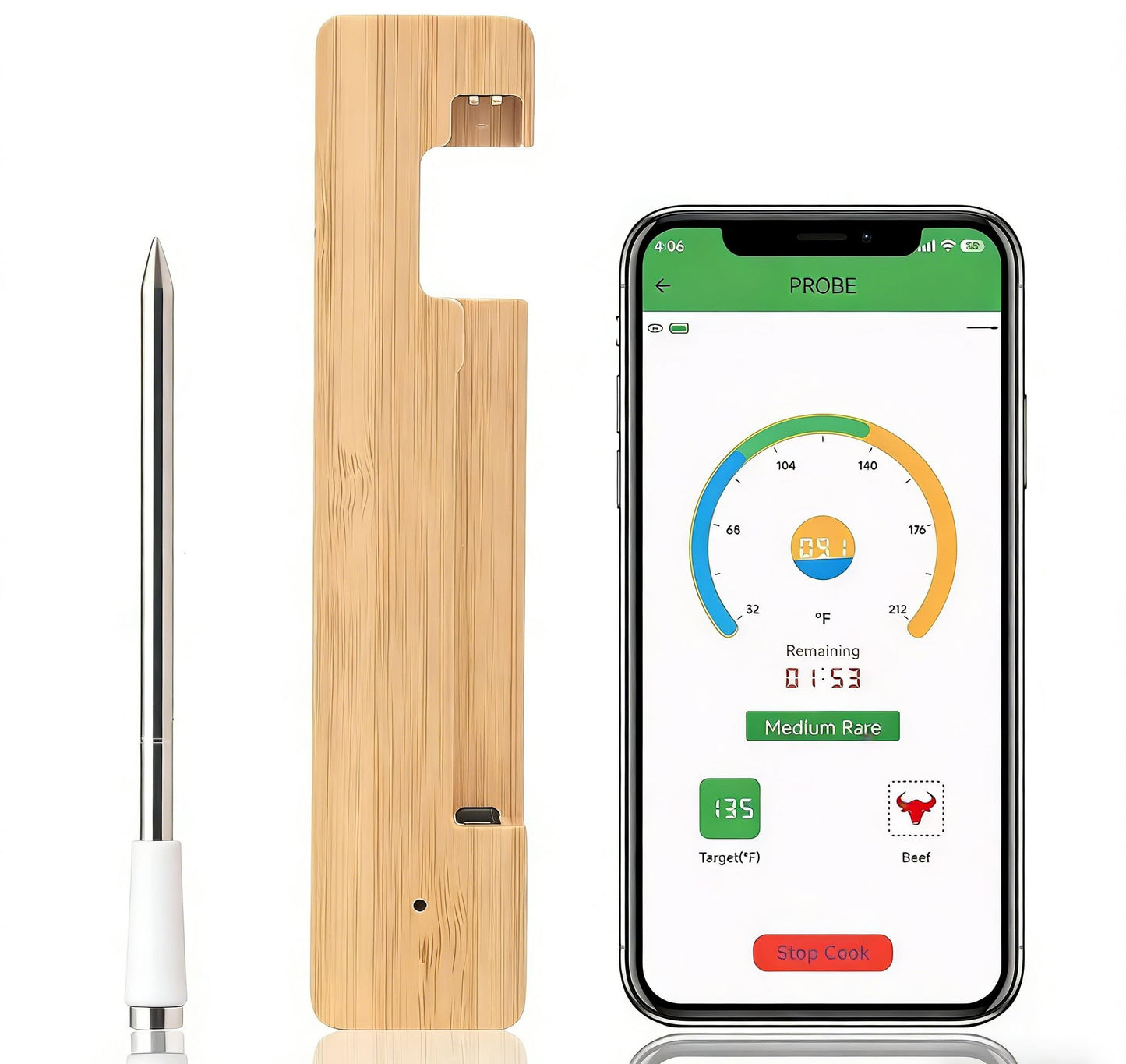 Meat Thermometer Smart Cordless | 656FT Range, Waterproof, Ultra-Thin Probe | Perfect for Grilling Smoking Oven Air Fryer | Cook Turkey Steak Beef Lamb Candy with Precision, Canadian BBQ Essential