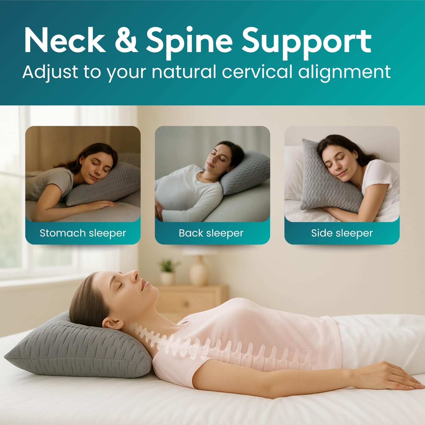 BLISSBURY Adjustable Water Pillow - Waterbase and fiberfill Stuffing Adjust to Help Side Sleepers with Shoulder or Neck Pain.