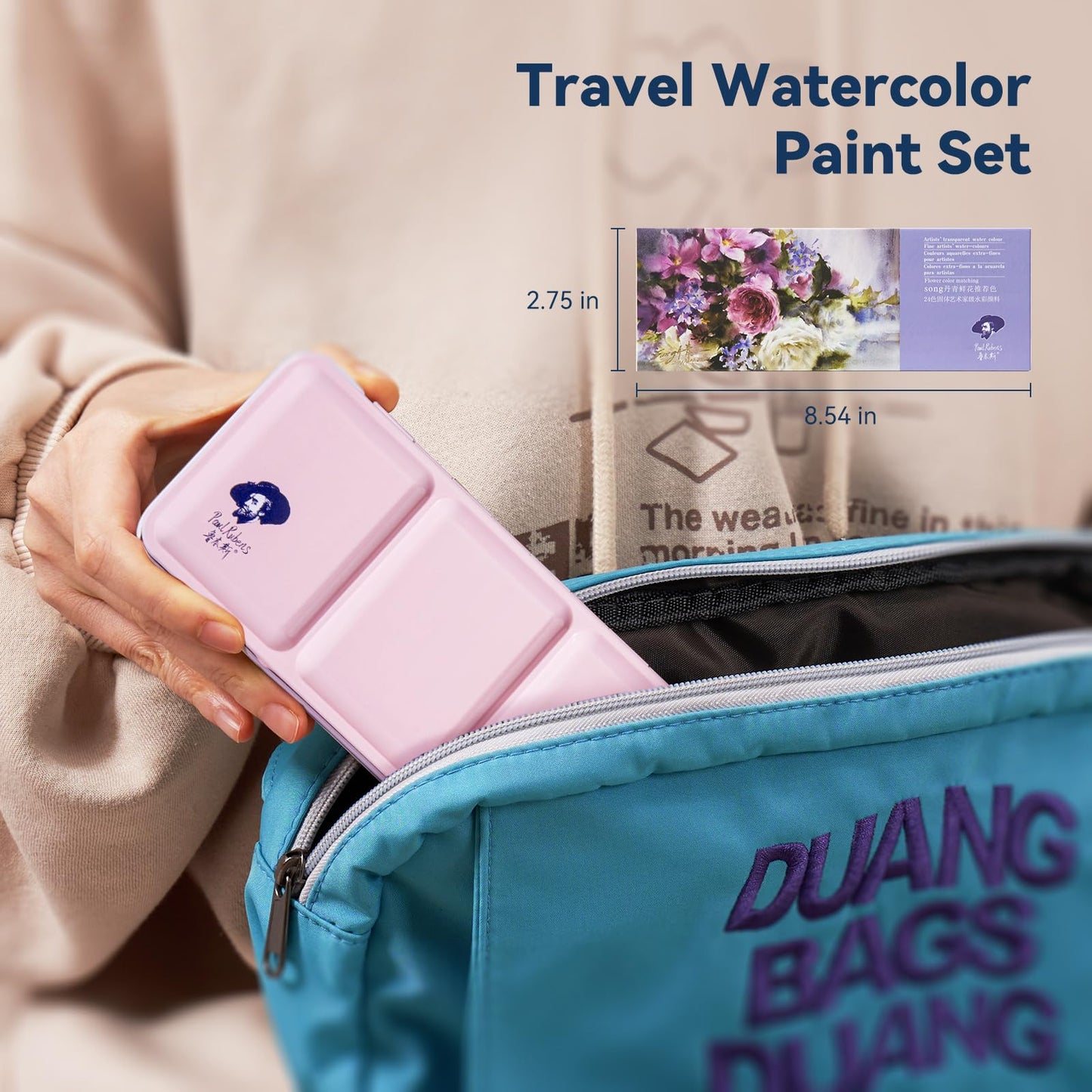 Paul Rubens Watercolour Paint Set, 24 Vibrant Floral Colors Artist Grade Watercolor Paint with Metal Box Case, Art Supplies for Beginners Students Artists