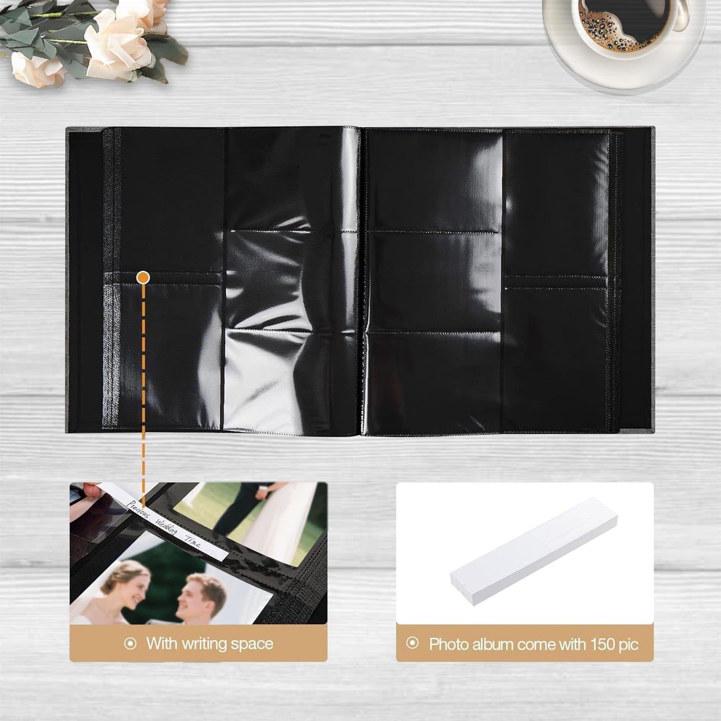 Finksy Linen Hardcover Photo Album 4x6 600 Photos Large Capacity for Family Wedding Anniversary Baby Vacation
