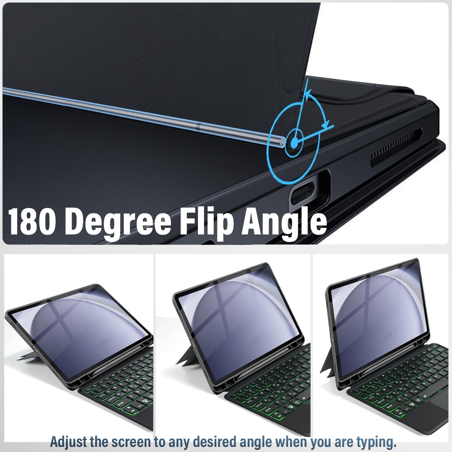 Backlit Touchpad Keyboard Case for Samsung Galaxy Tab A9 Plus 11 inch 2023, Backlight Multi-Angle Kickstand,Portrait/Landscape Stand Detachable Magnetic Cover Case for Tab A9+ (X210/X216/X218)