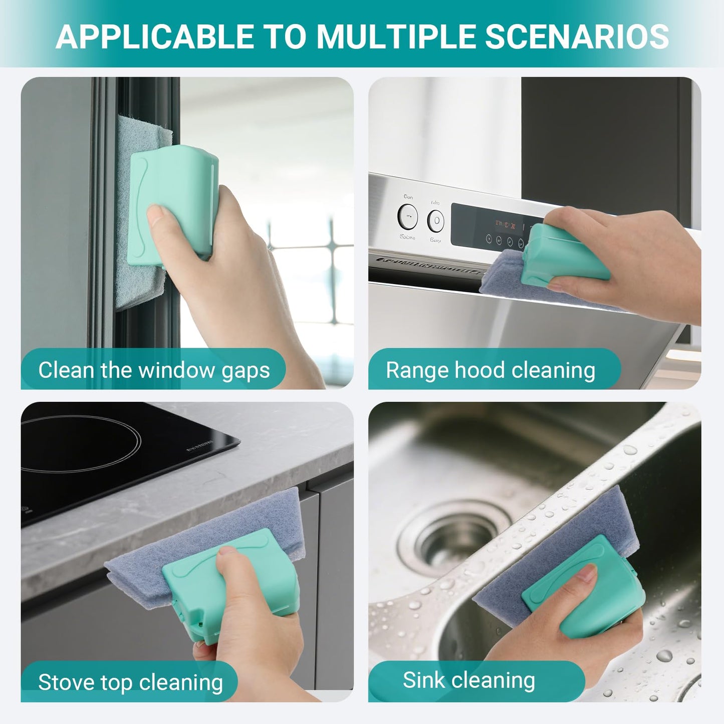 Window Cleaner Tool Set with Window Screen Cleaner and Track Cleaning Kit, Detachable Handheld Mesh Screen Cleaning Brush & 3 Pack Groove Brushes with 6 Replacement Cleaning Cloths
