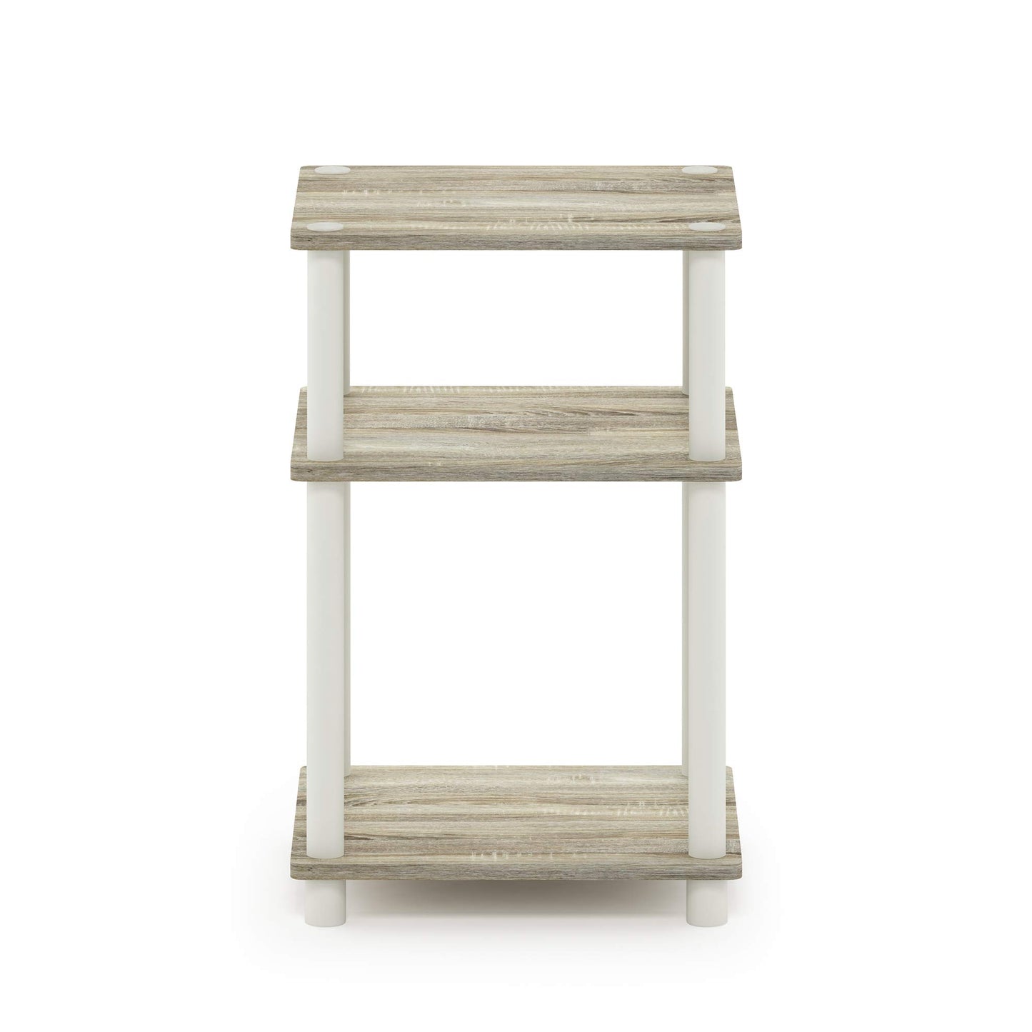 Furinno JUST Side Table, 3-Tier End Table, Open Shelves Night Stand, Bedside Table, Toolless Assembly, for Living Room, Bedroom, Bathroom, Sonoma Oak